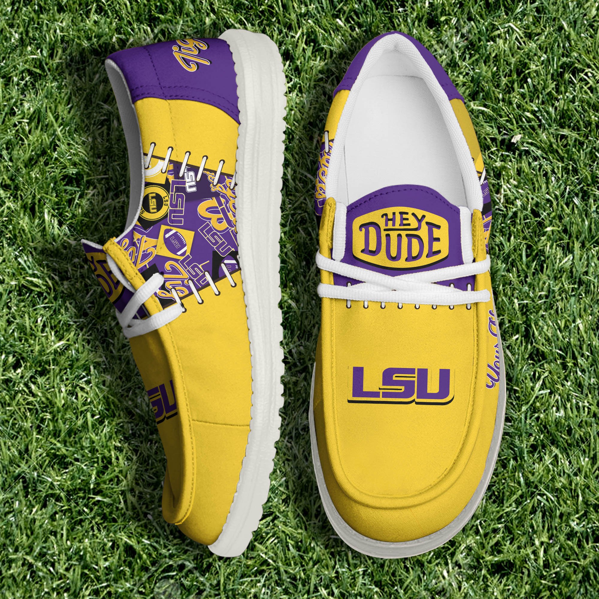 LSU TIGERS White Canvas Loafer Shoes Personalized Your Name, Shoes For Sport Lovers, Sport Gifts ETHY-61057