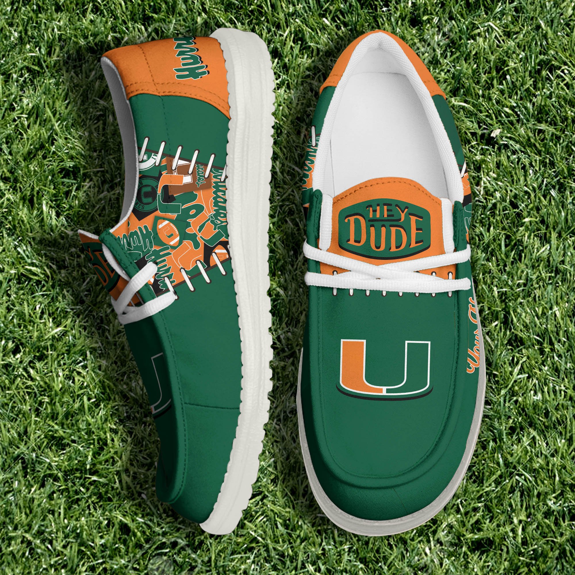 Miami Hurricanes White Canvas Loafer Shoes Personalized Your Name, Shoes For Sport Lovers, Sport Gifts ETHY-61057