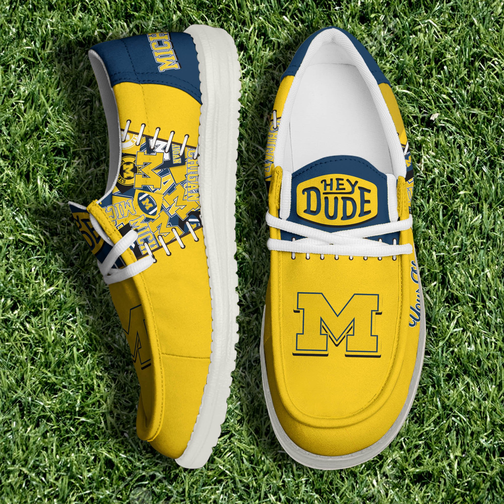 Michigan Wolverines White Canvas Loafer Shoes Personalized Your Name, Shoes For Sport Lovers, Sport Gifts ETHY-61057