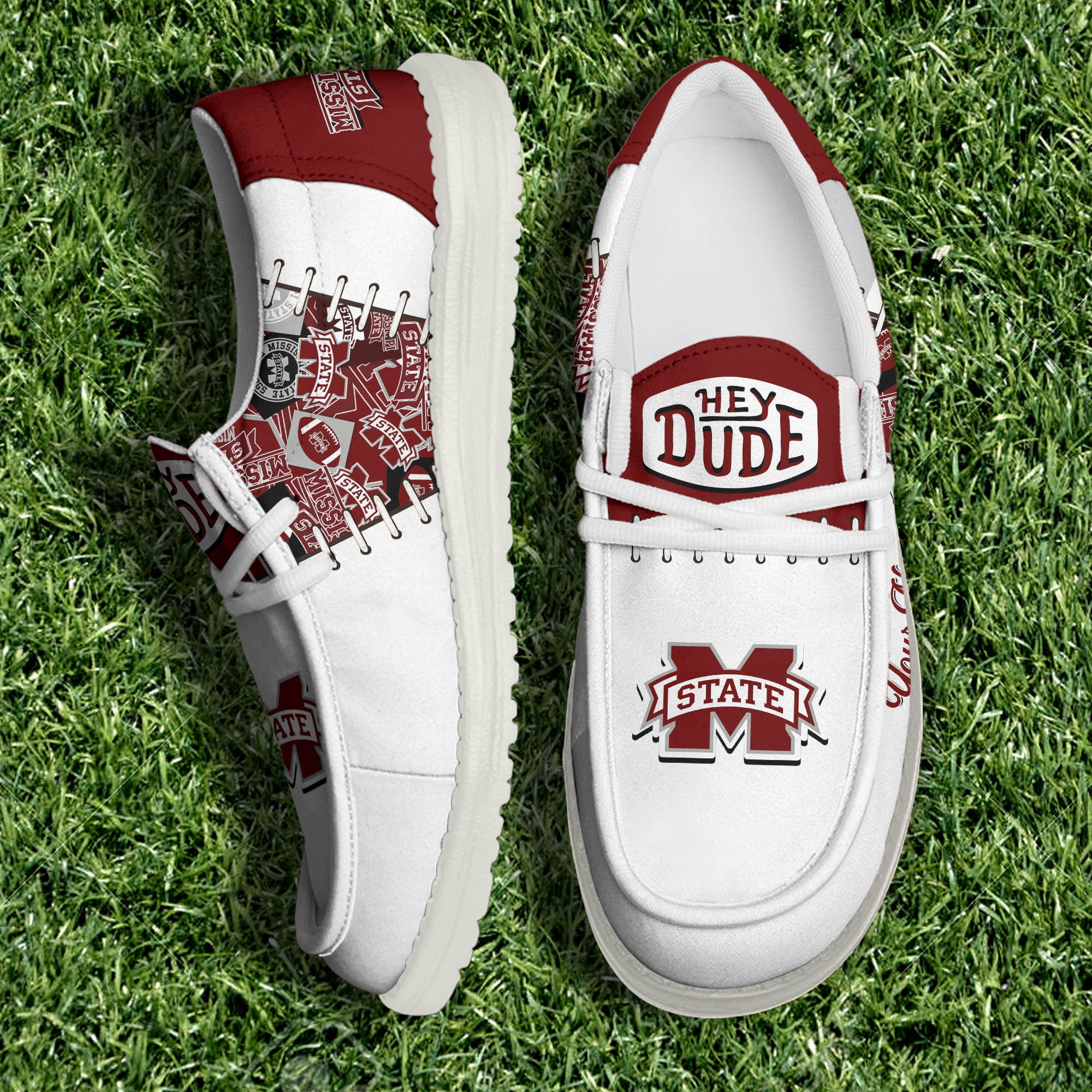 Mississippi State Bulldogs White Canvas Loafer Shoes Personalized Your Name, Shoes For Sport Lovers, Sport Gifts ETHY-61057