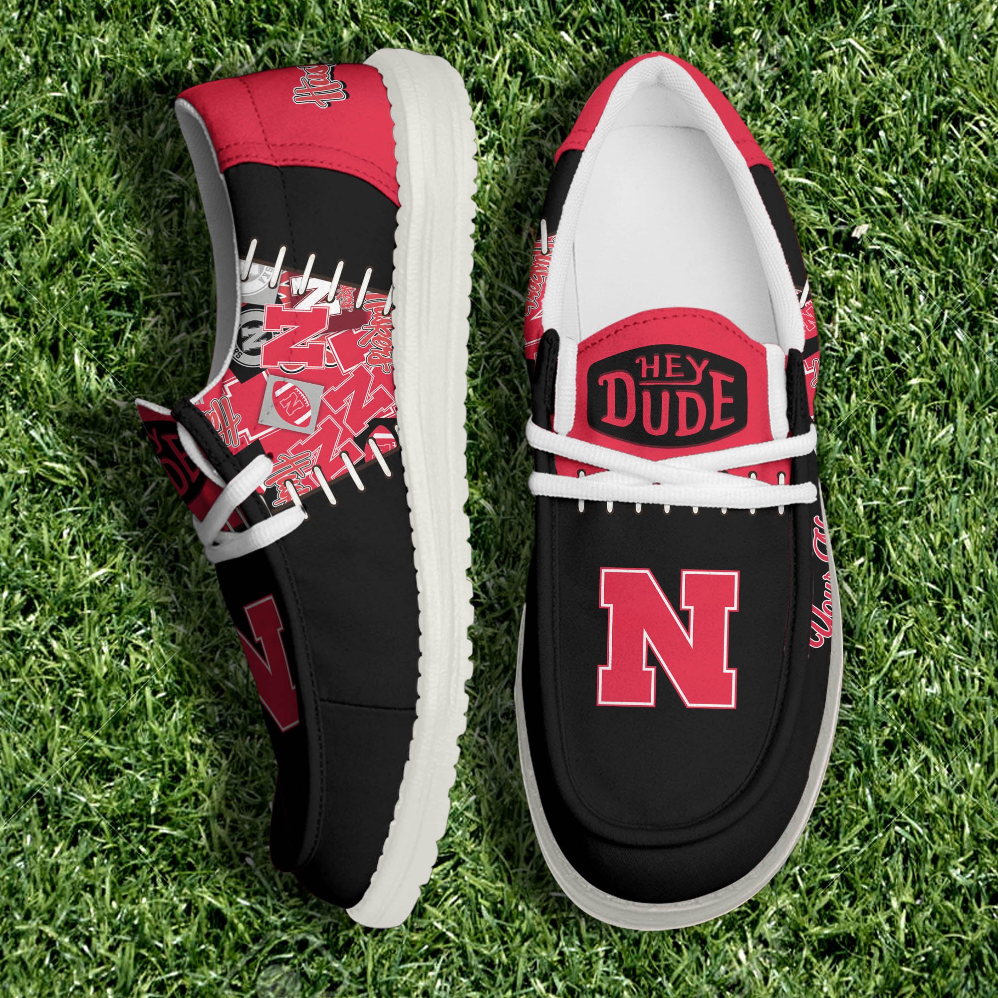 Nebraska Cornhuskers White Canvas Loafer Shoes Personalized Your Name, Shoes For Sport Lovers, Sport Gifts ETHY-61057