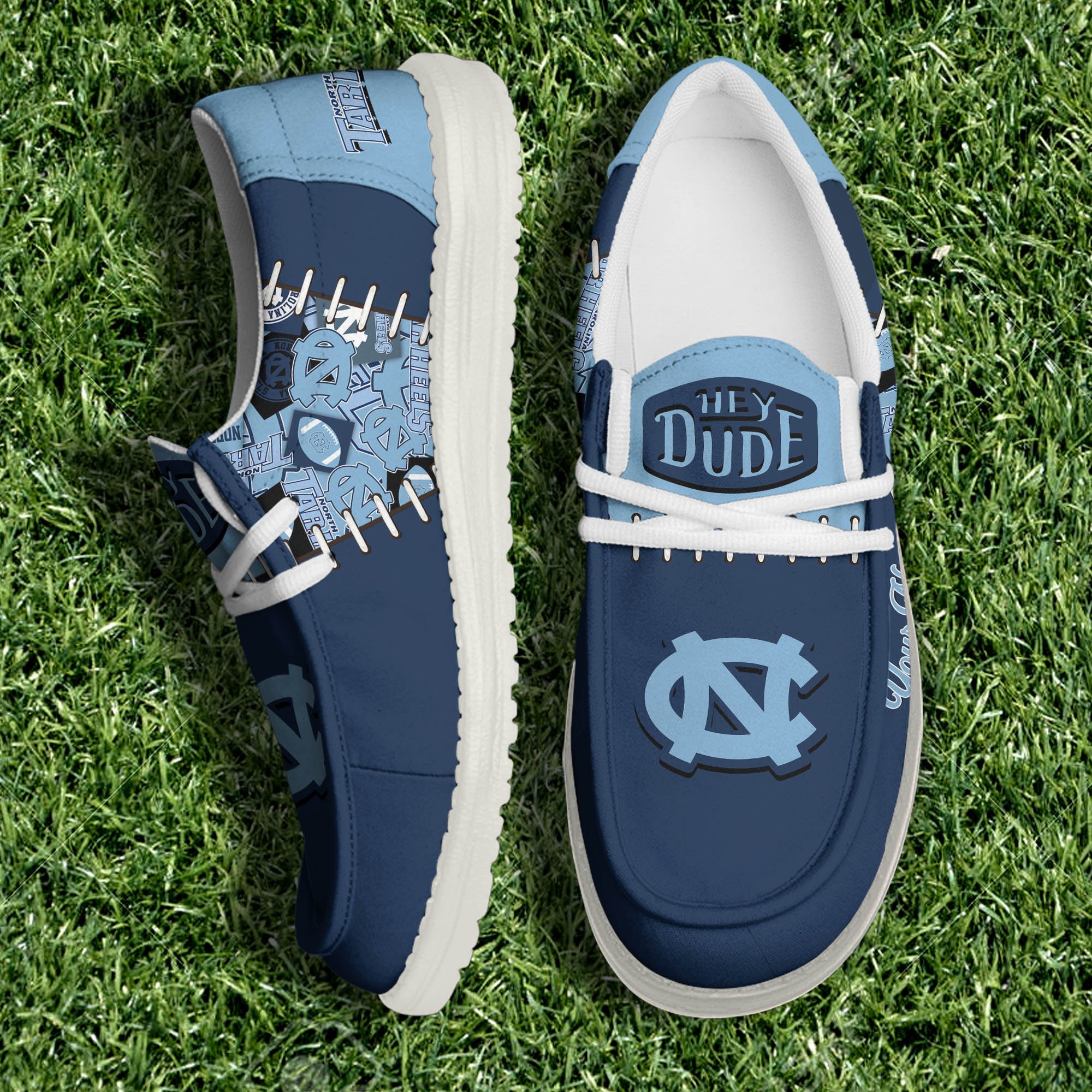 North Carolina Tar Heels White Canvas Loafer Shoes Personalized Your Name, Shoes For Sport Lovers, Sport Gifts ETHY-61057