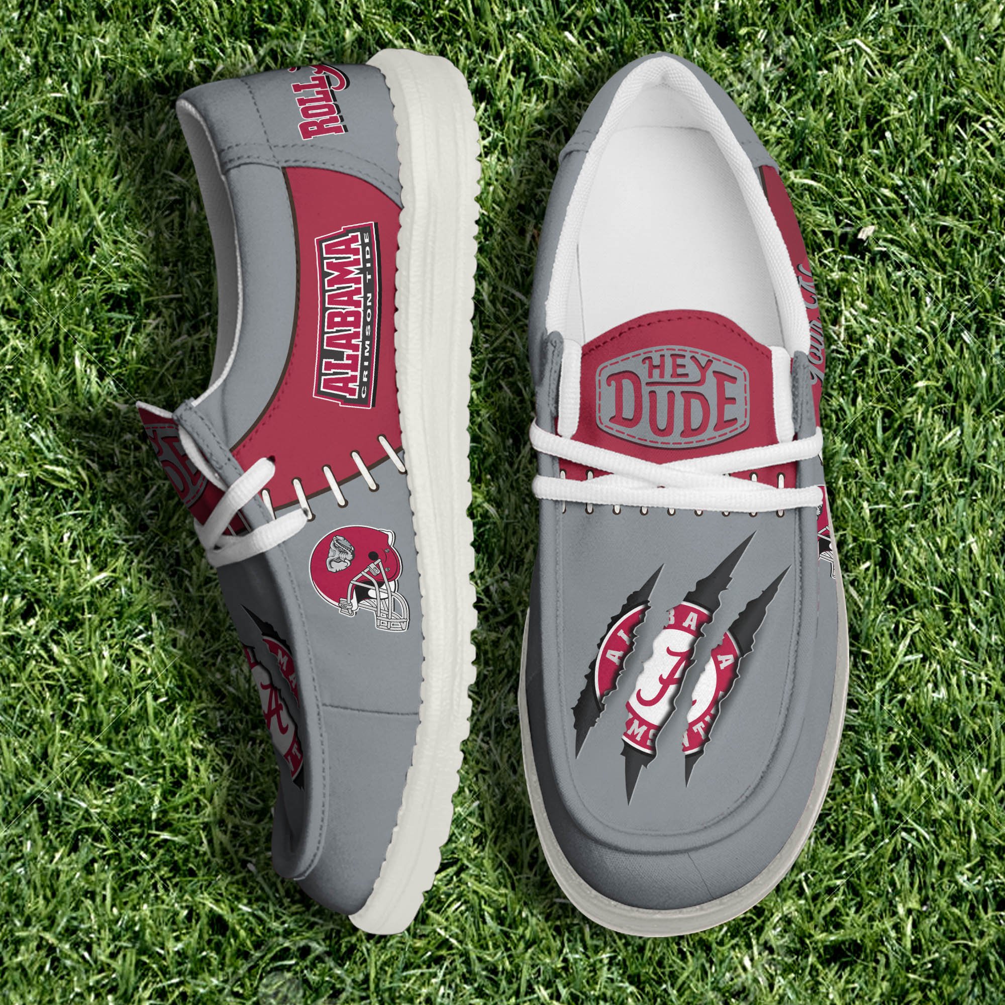 Alabama Crimson Tide Team White Canvas Loafer Shoes Personalized Your Name, Shoes For Sport Lovers, Gifts For Fan ETHY-61060