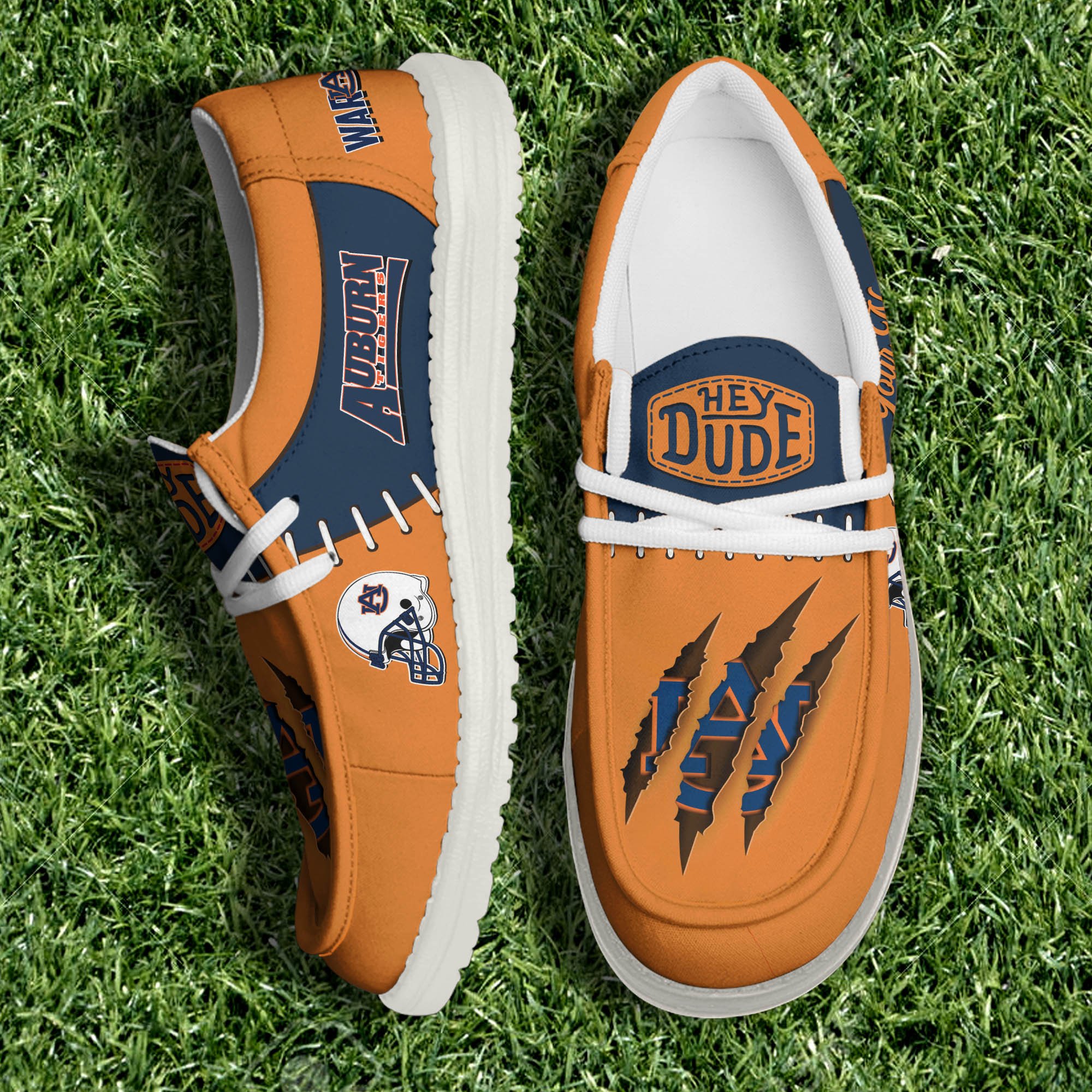 Auburn Tigers Team White Canvas Loafer Shoes Personalized Your Name, Shoes For Sport Lovers, Gifts For Fan ETHY-61060