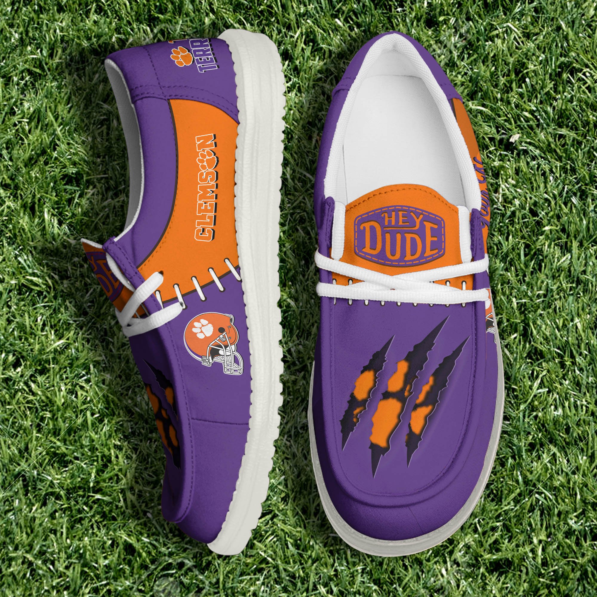 Clemson Tigers Team White Canvas Loafer Shoes Personalized Your Name, Shoes For Sport Lovers, Gifts For Fan ETHY-61060