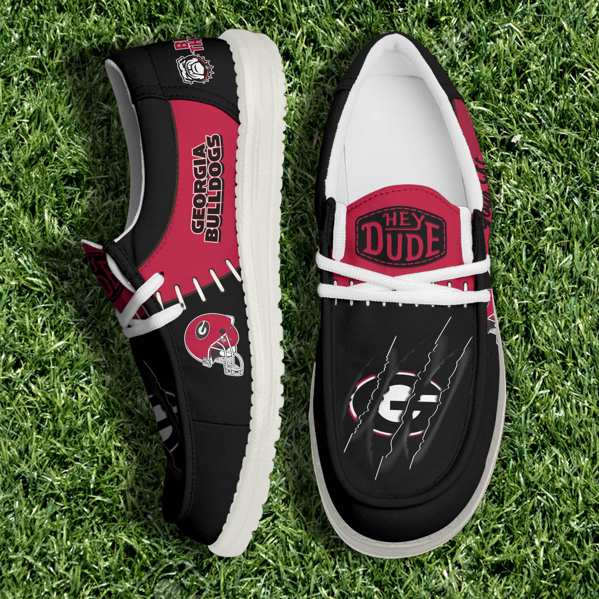 Georgia Bulldogs Team White Canvas Loafer Shoes Personalized Your Name, Shoes For Sport Lovers, Gifts For Fan ETHY-61060