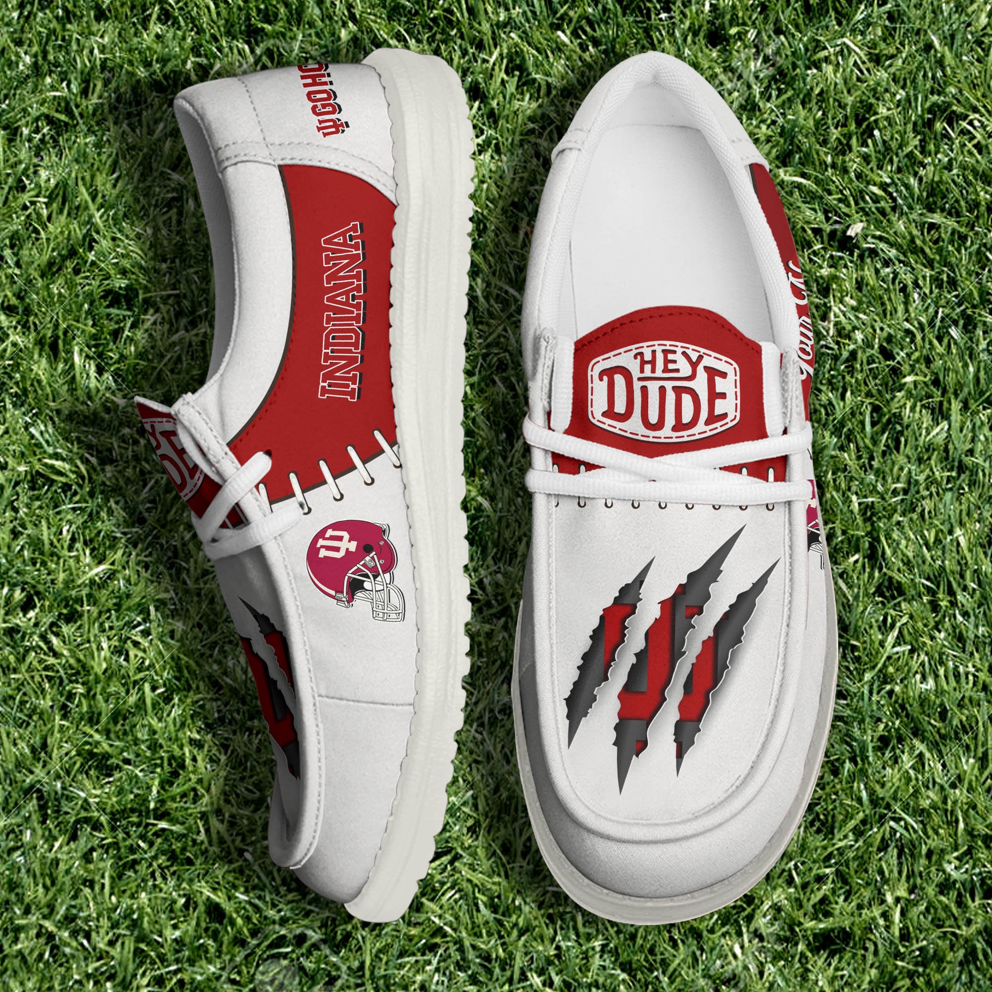 Indiana Hoosiers Team White Canvas Loafer Shoes Personalized Your Name, Shoes For Sport Lovers, Gifts For Fan ETHY-61060