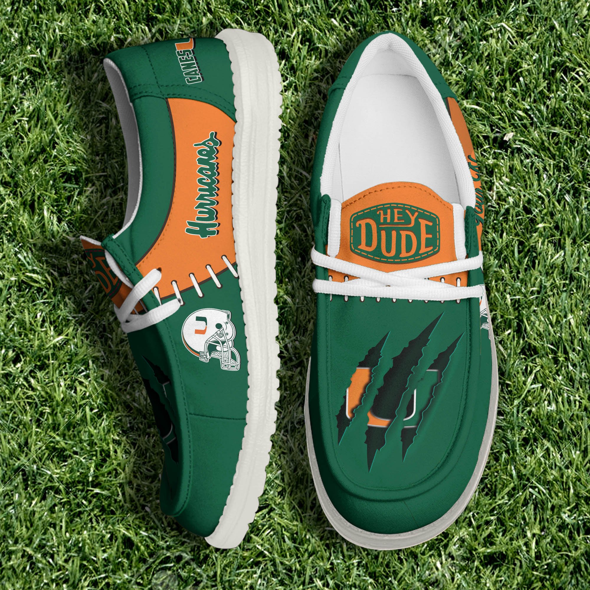 Miami Hurricanes Team White Canvas Loafer Shoes Personalized Your Name, Shoes For Sport Lovers, Gifts For Fan ETHY-61060