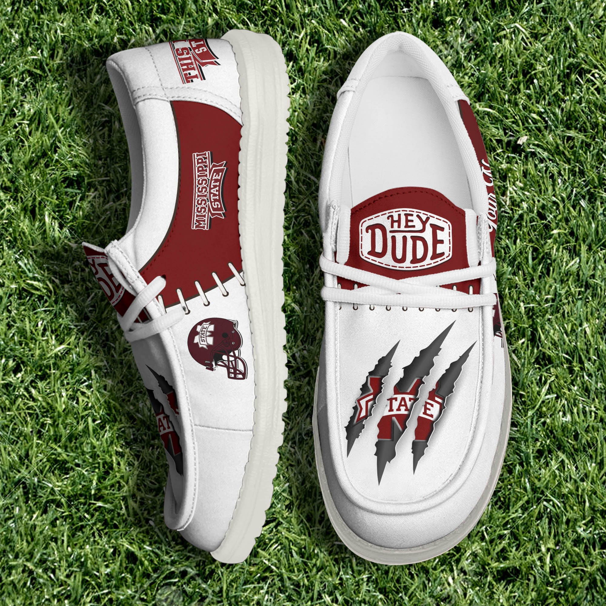 Mississippi State Bulldogs Team White Canvas Loafer Shoes Personalized Your Name, Shoes For Sport Lovers, Gifts For Fan ETHY-61060