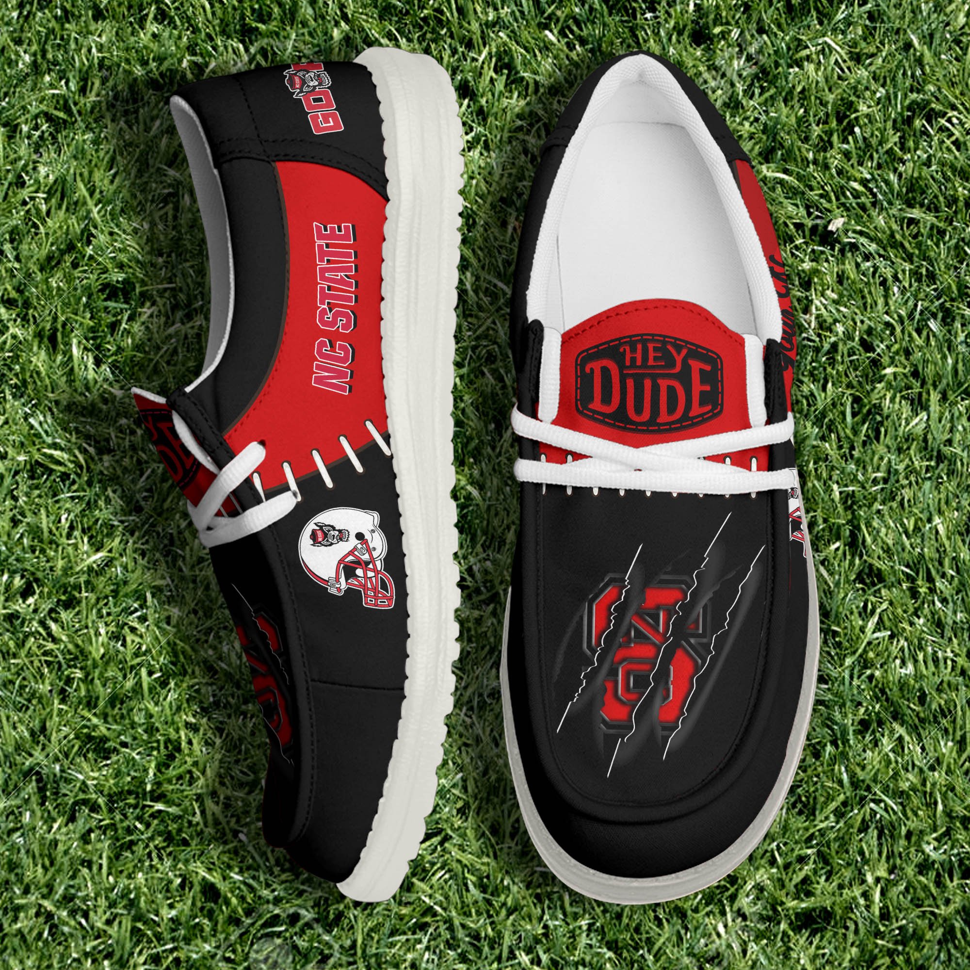 NC State Wolfpack Team White Canvas Loafer Shoes Personalized Your Name, Shoes For Sport Lovers, Gifts For Fan ETHY-61060