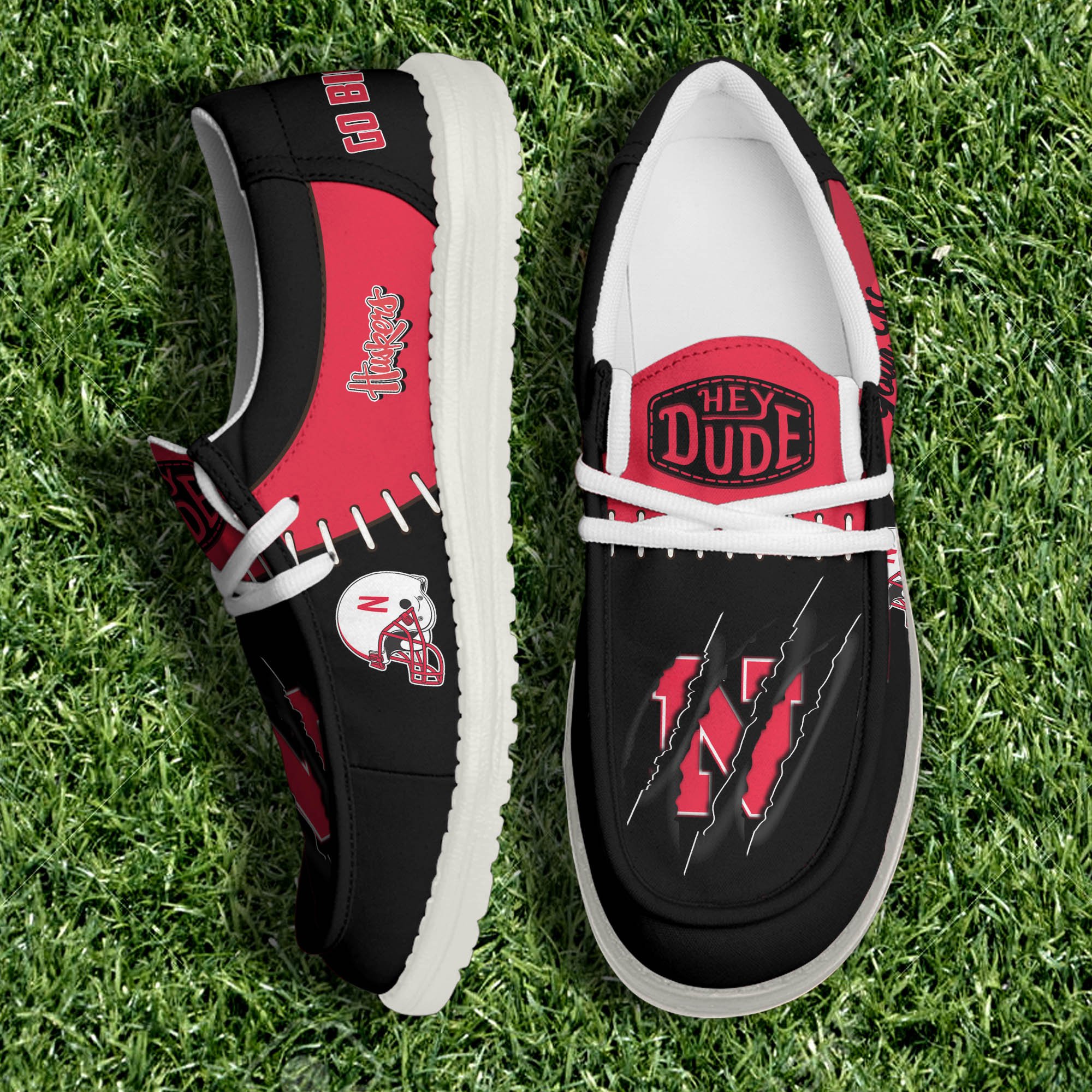 Nebraska Cornhuskers Team White Canvas Loafer Shoes Personalized Your Name, Shoes For Sport Lovers, Gifts For Fan ETHY-61060