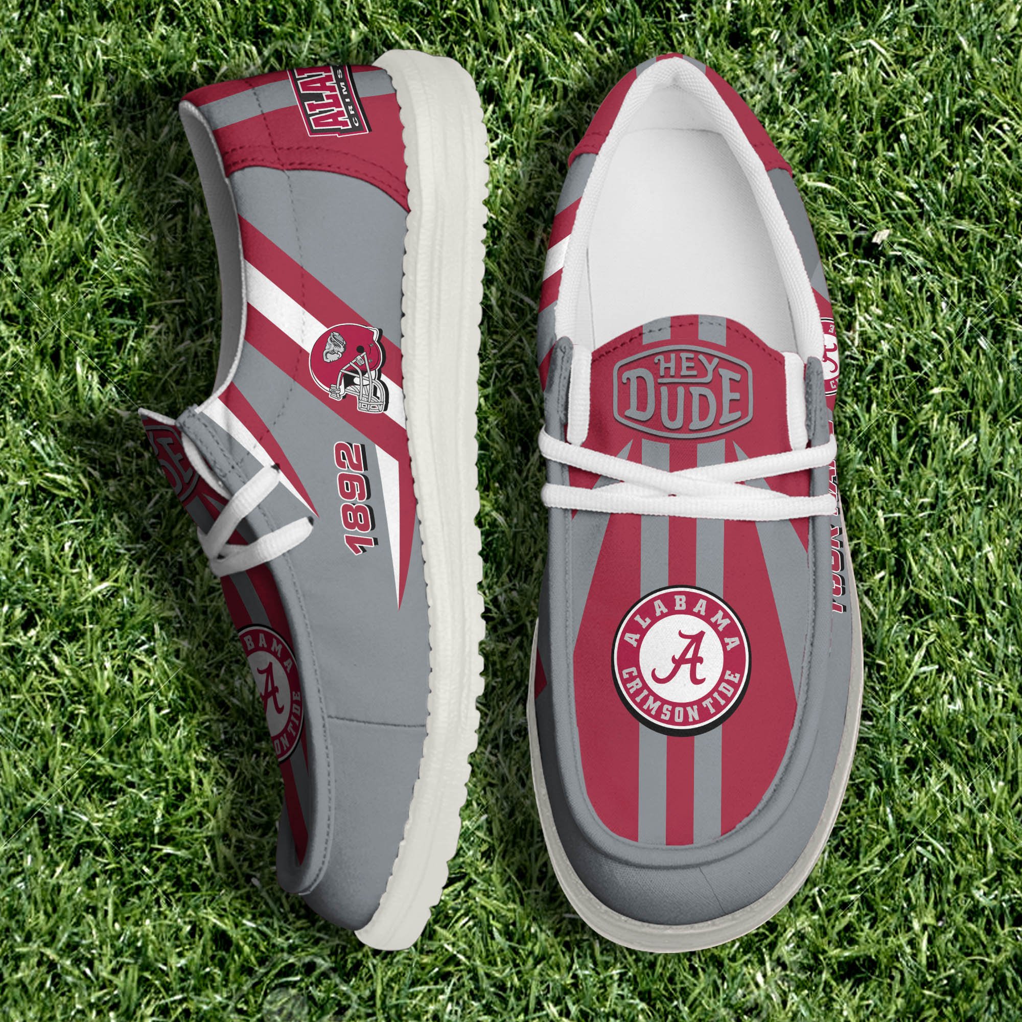 Alabama Crimson Tide Team White Canvas Loafer Shoes Personalized Your Name, Sport Shoes, Gift For Sport Lovers ETHY-61075