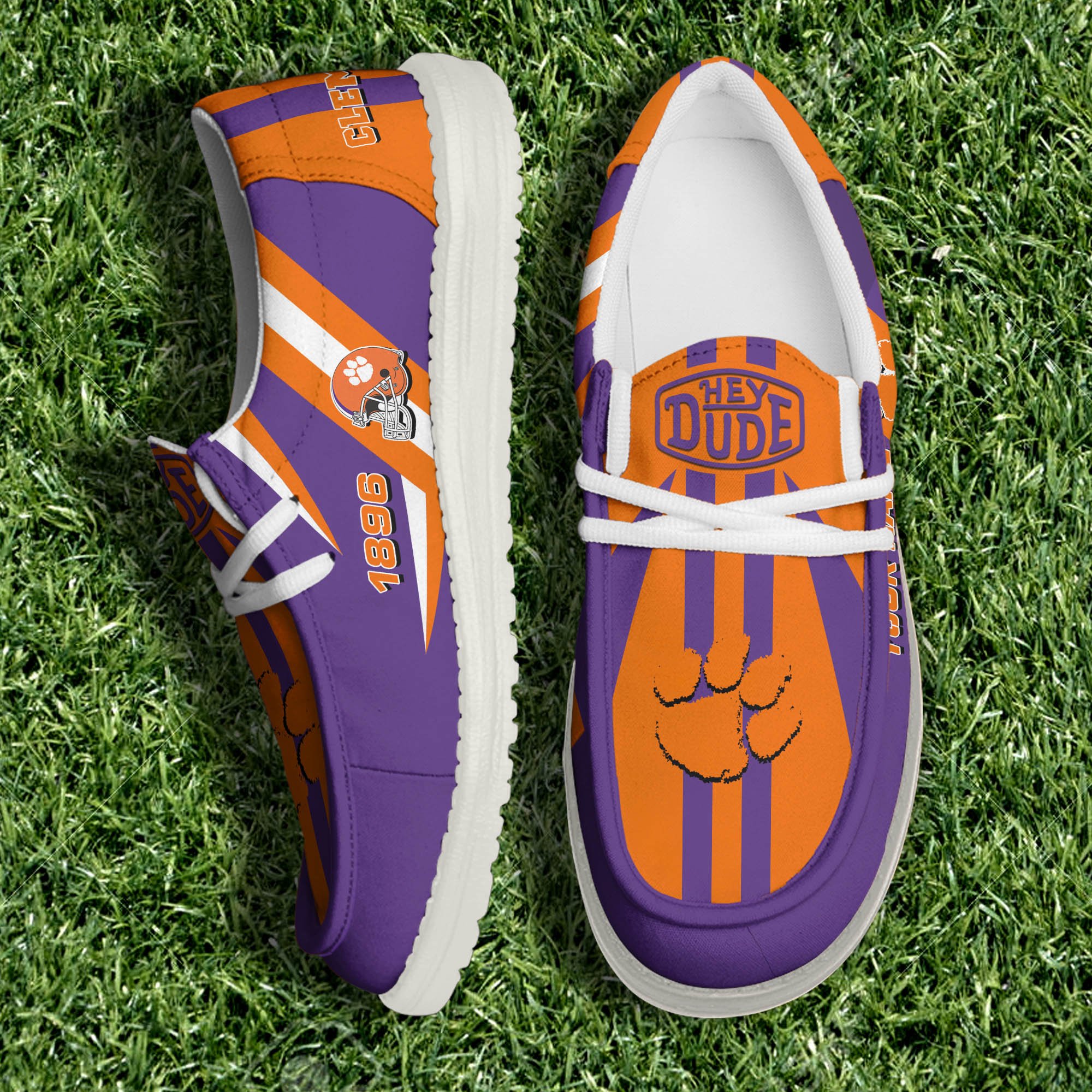 Clemson Tigers Team White Canvas Loafer Shoes Personalized Your Name, Sport Shoes, Gift For Sport Lovers ETHY-61075