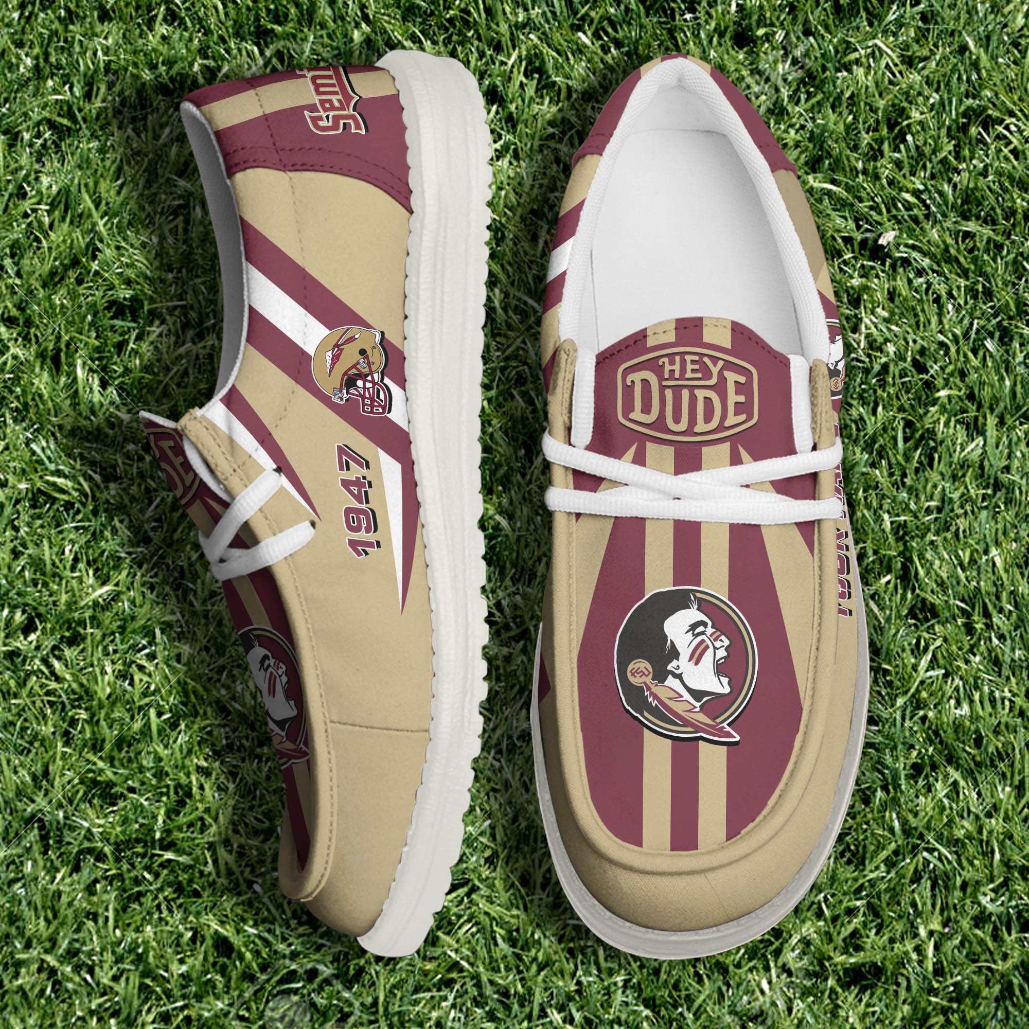 Florida State Seminoles Team White Canvas Loafer Shoes Personalized Your Name, Sport Shoes, Gift For Sport Lovers ETHY-61075