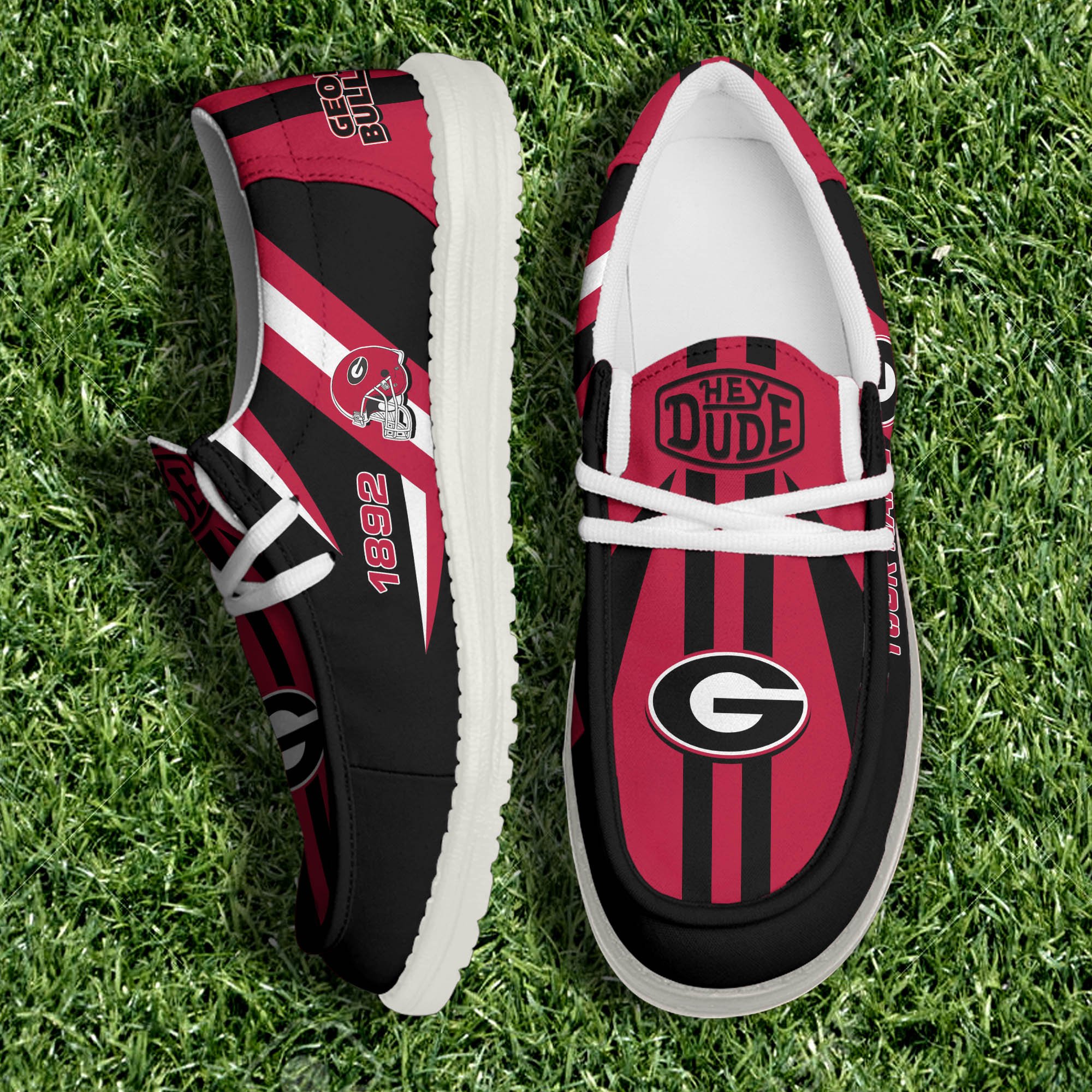 Georgia Bulldogs Team White Canvas Loafer Shoes Personalized Your Name, Sport Shoes, Gift For Sport Lovers ETHY-61075