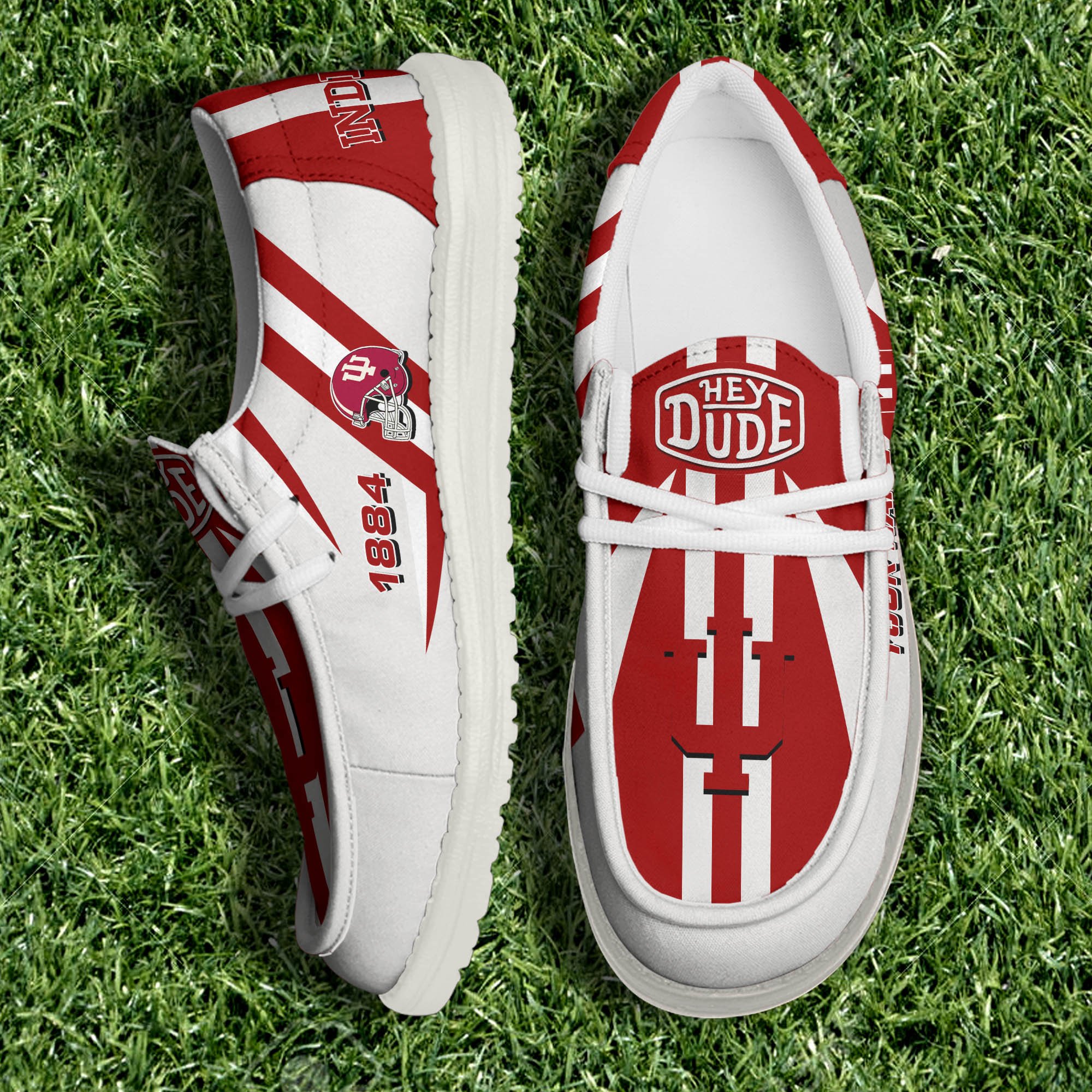 Indiana Hoosiers Team White Canvas Loafer Shoes Personalized Your Name, Sport Shoes, Gift For Sport Lovers ETHY-61075