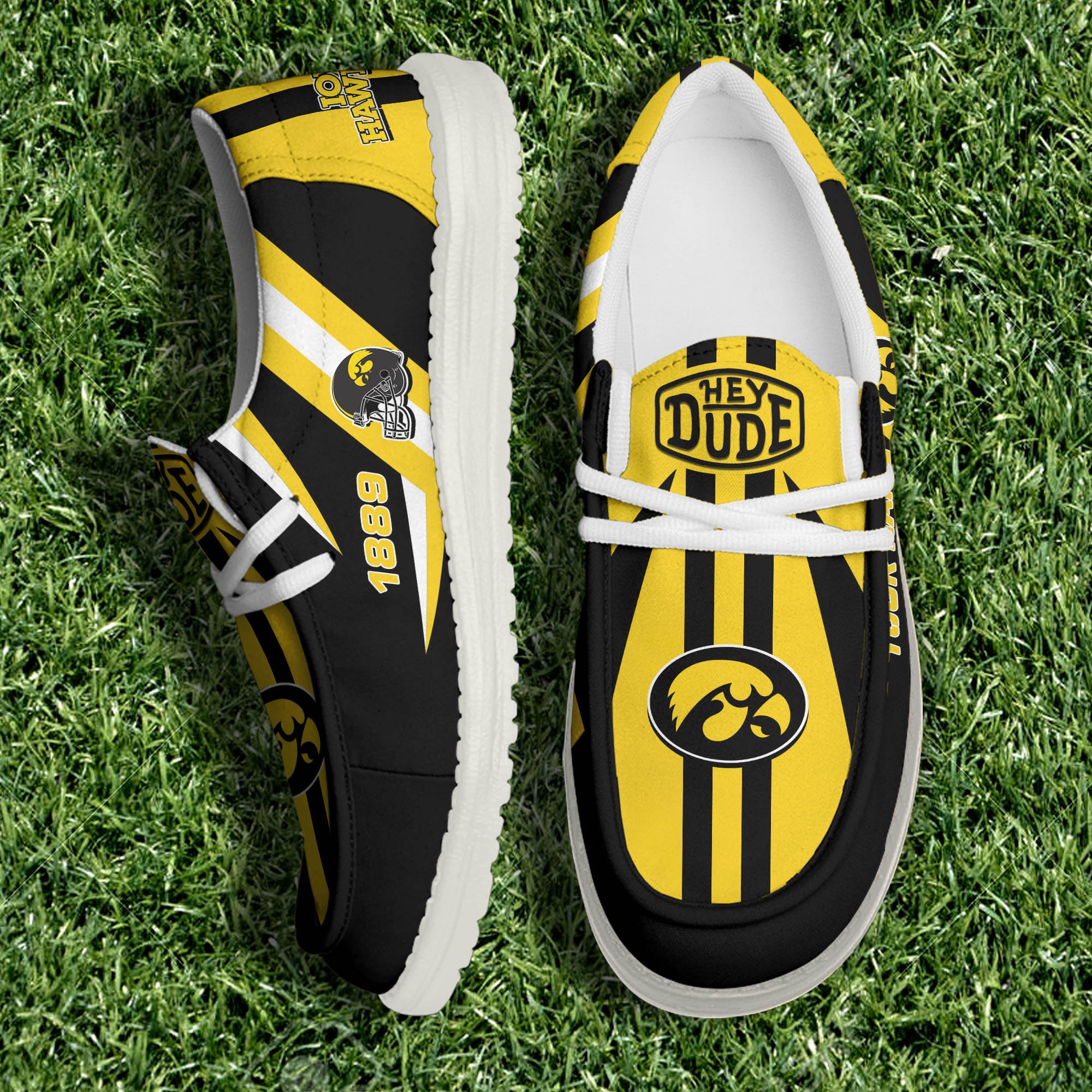 Iowa Hawkeyes Team White Canvas Loafer Shoes Personalized Your Name, Sport Shoes, Gift For Sport Lovers ETHY-61075