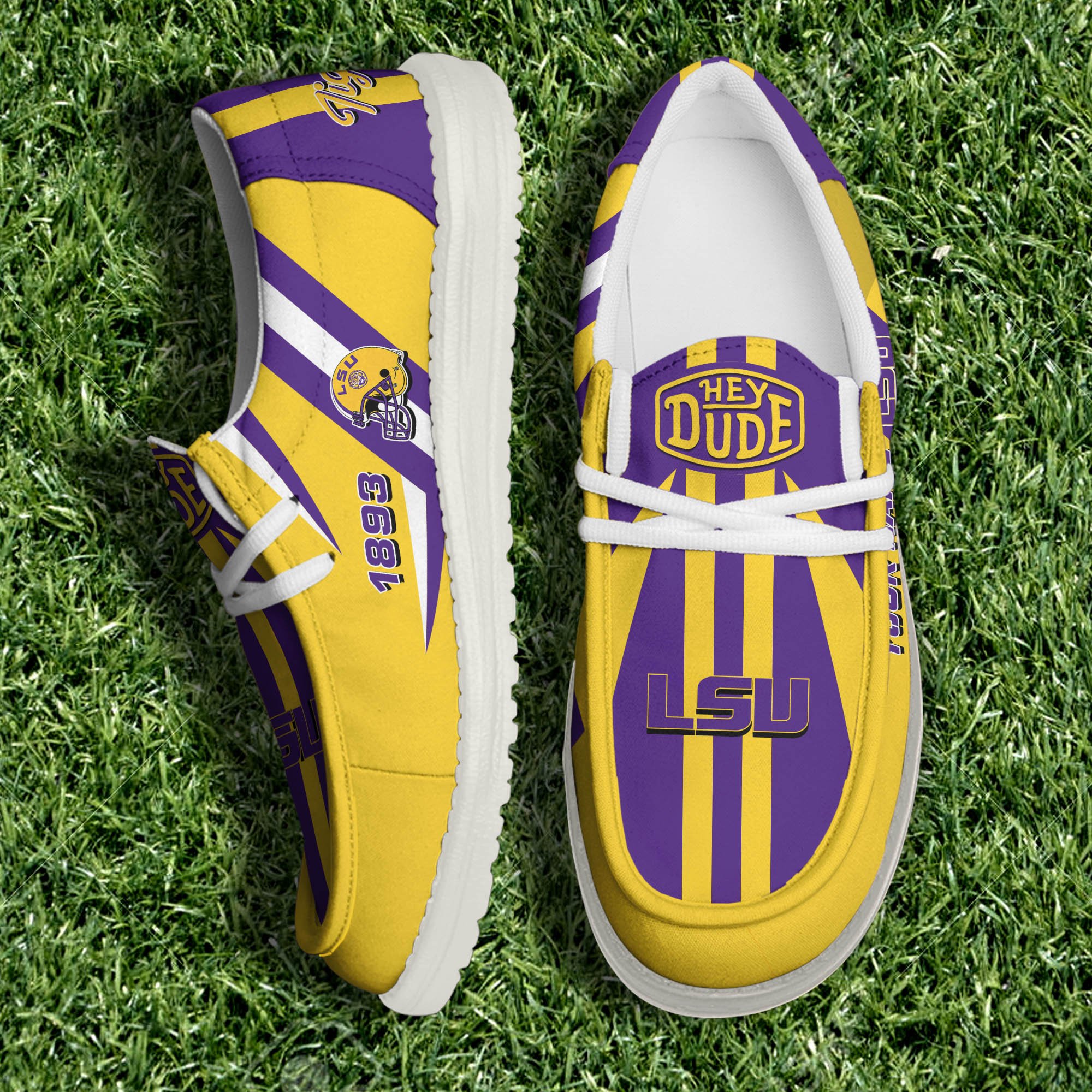 LSU TIGERS Team White Canvas Loafer Shoes Personalized Your Name, Sport Shoes, Gift For Sport Lovers ETHY-61075