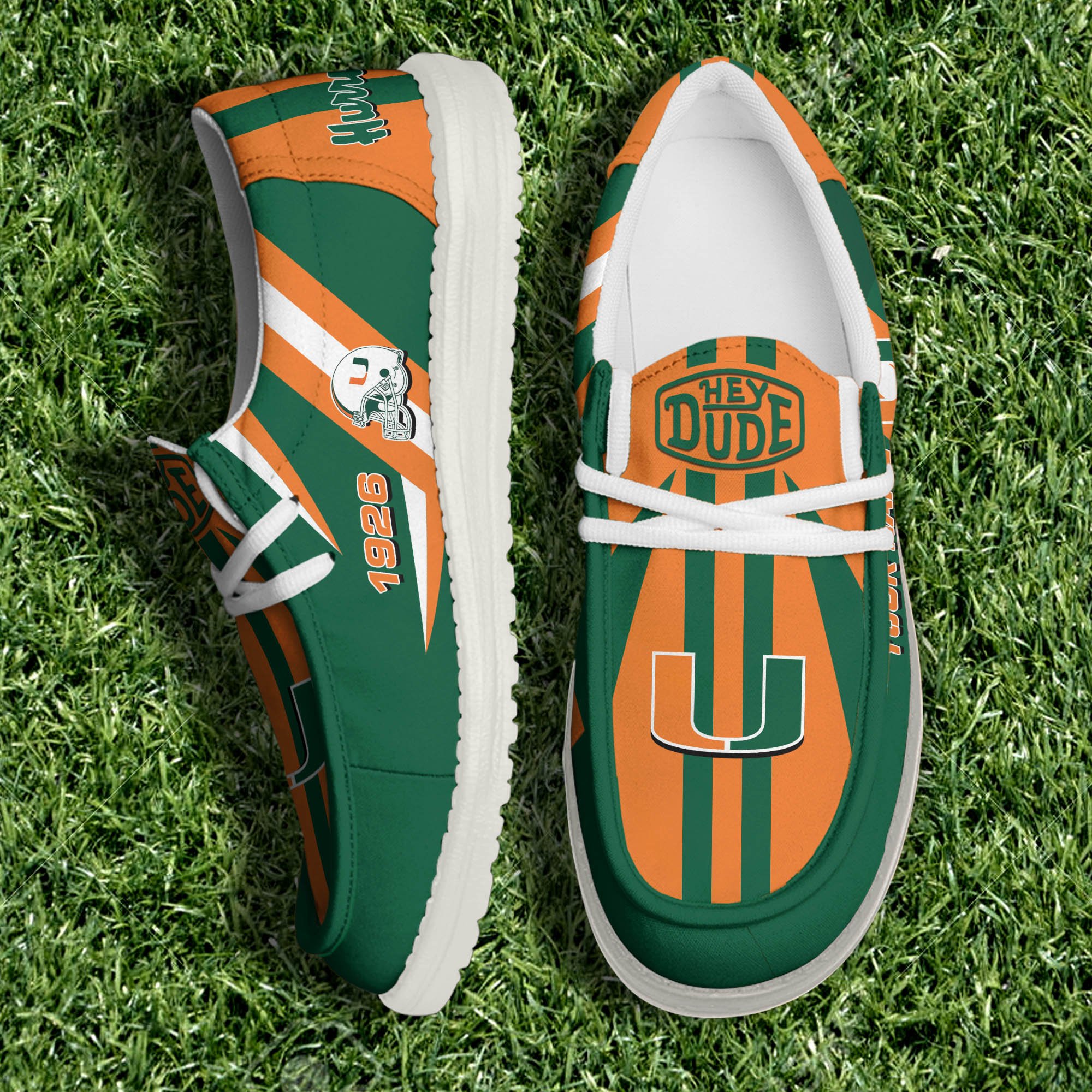 Miami Hurricanes Team White Canvas Loafer Shoes Personalized Your Name, Sport Shoes, Gift For Sport Lovers ETHY-61075