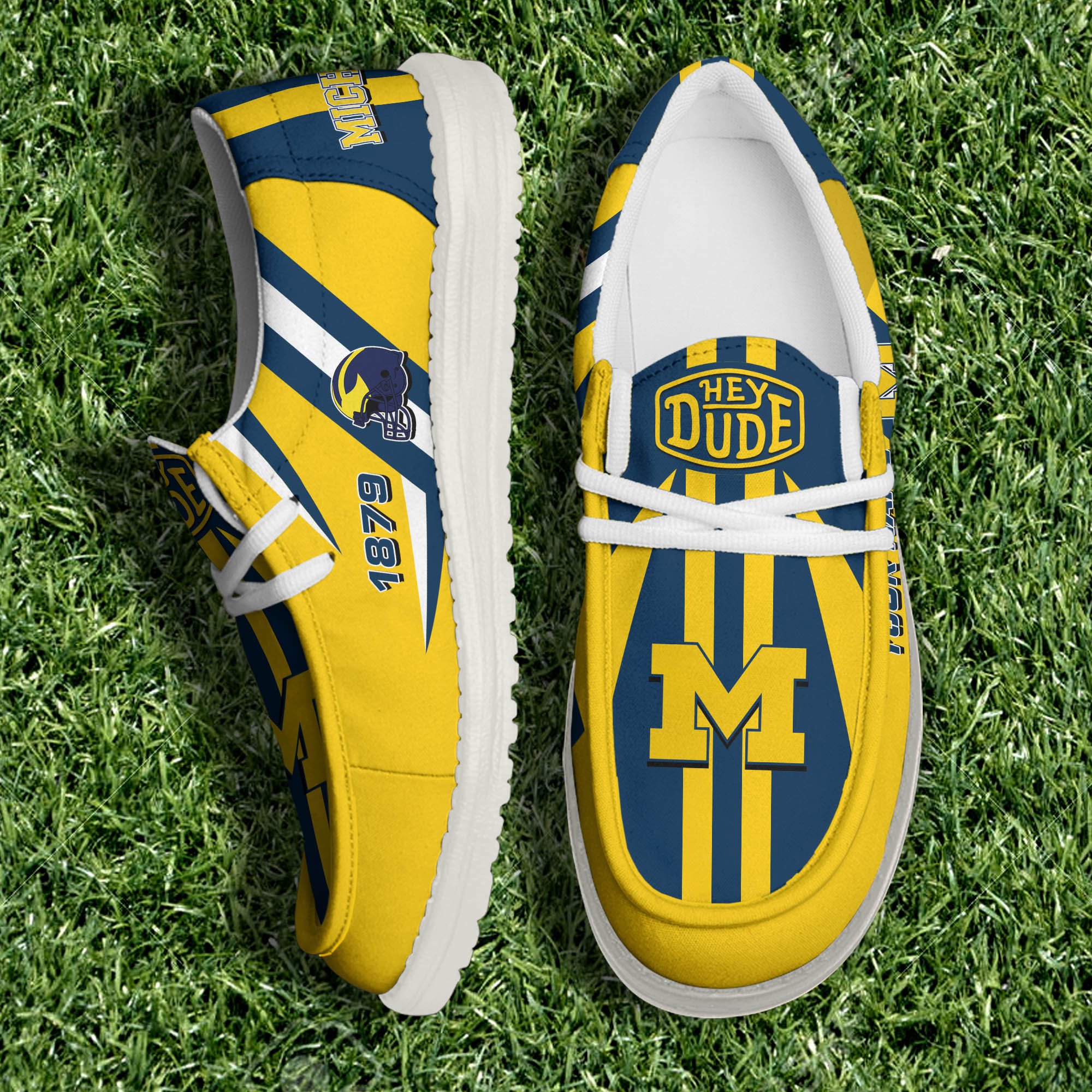 Michigan Wolverines Team White Canvas Loafer Shoes Personalized Your Name, Sport Shoes, Gift For Sport Lovers ETHY-61075