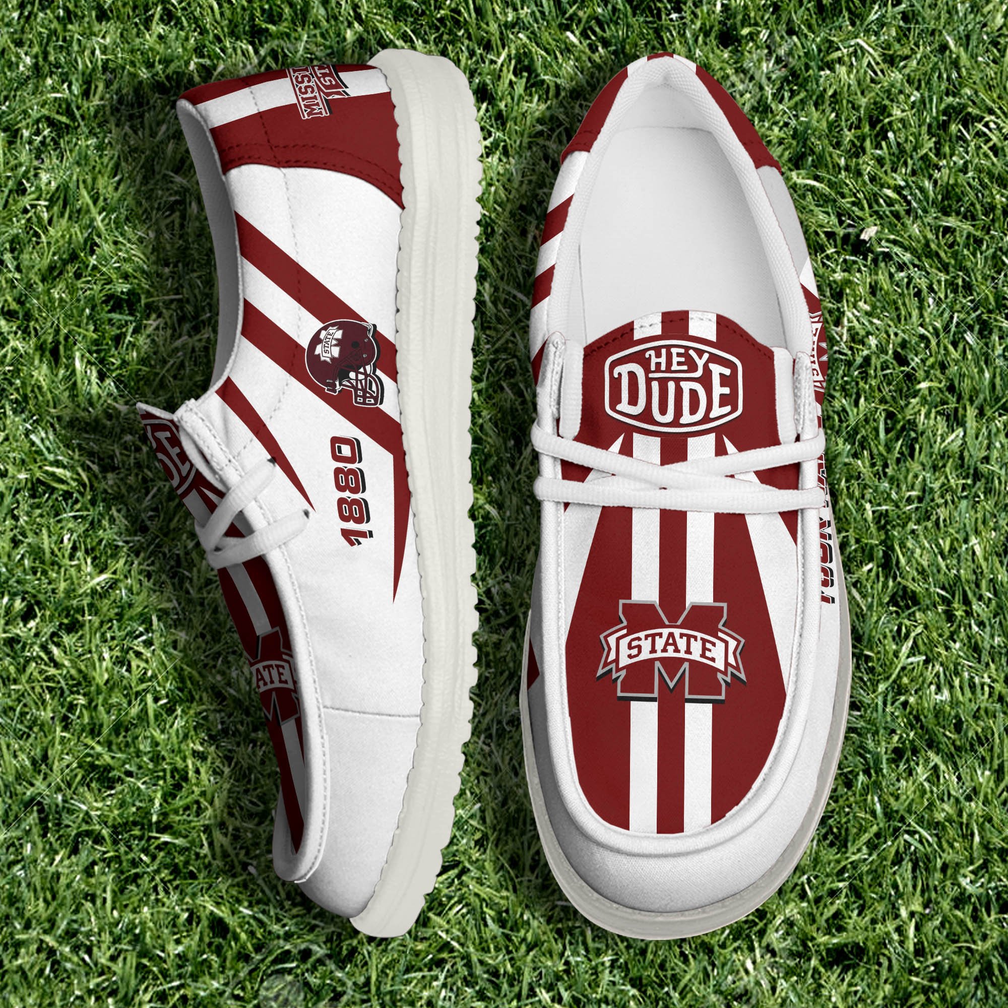 Mississippi State Bulldogs Team White Canvas Loafer Shoes Personalized Your Name, Sport Shoes, Gift For Sport Lovers ETHY-61075