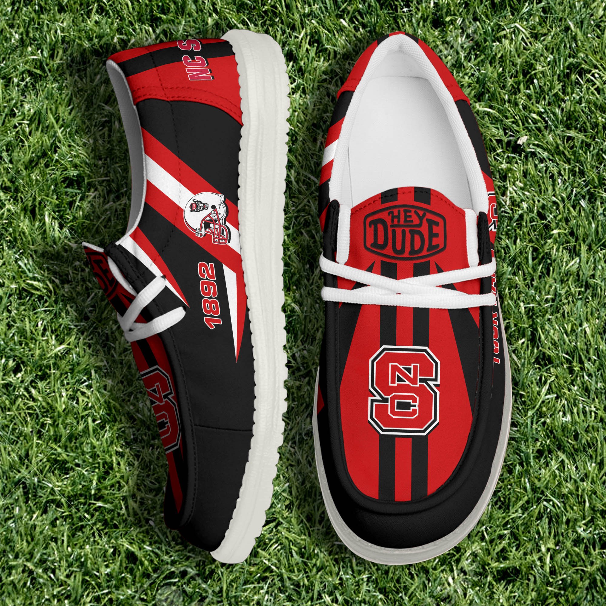 NC State Wolfpack Team White Canvas Loafer Shoes Personalized Your Name, Sport Shoes, Gift For Sport Lovers ETHY-61075