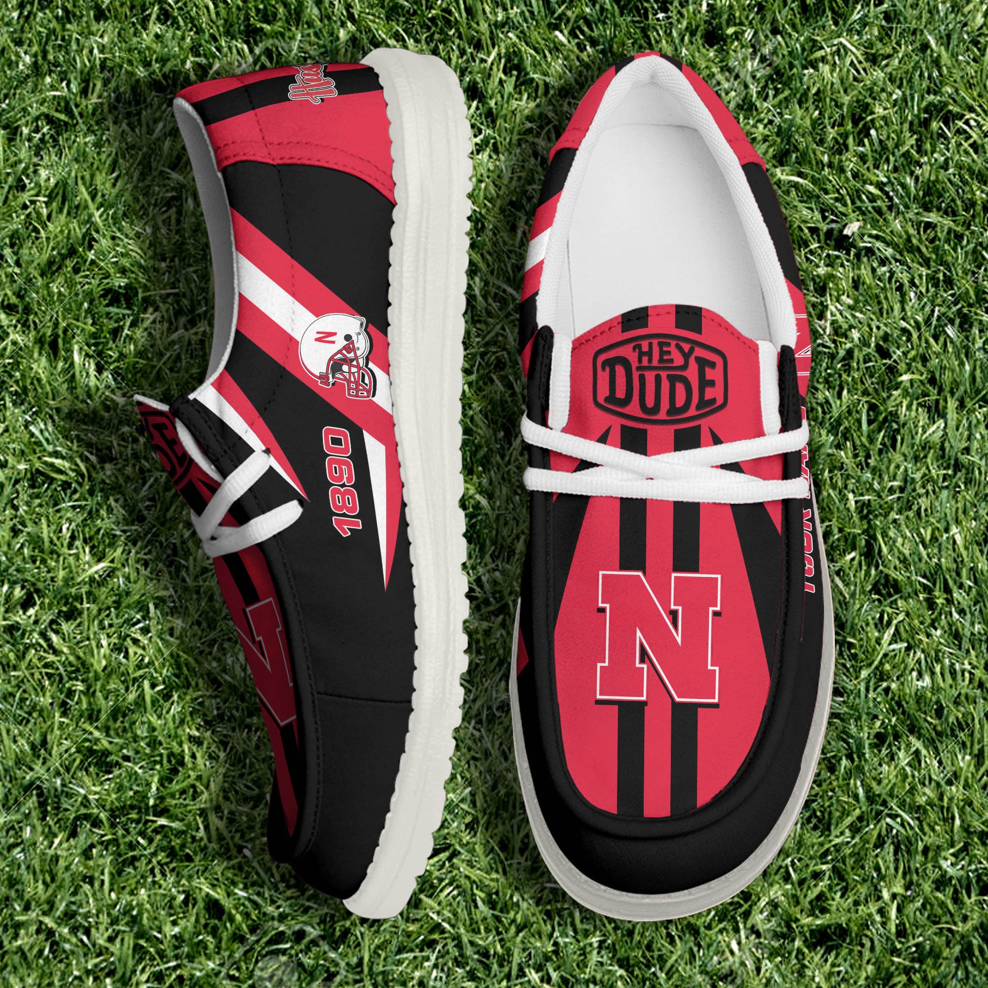 Nebraska Cornhuskers Team White Canvas Loafer Shoes Personalized Your Name, Sport Shoes, Gift For Sport Lovers ETHY-61075