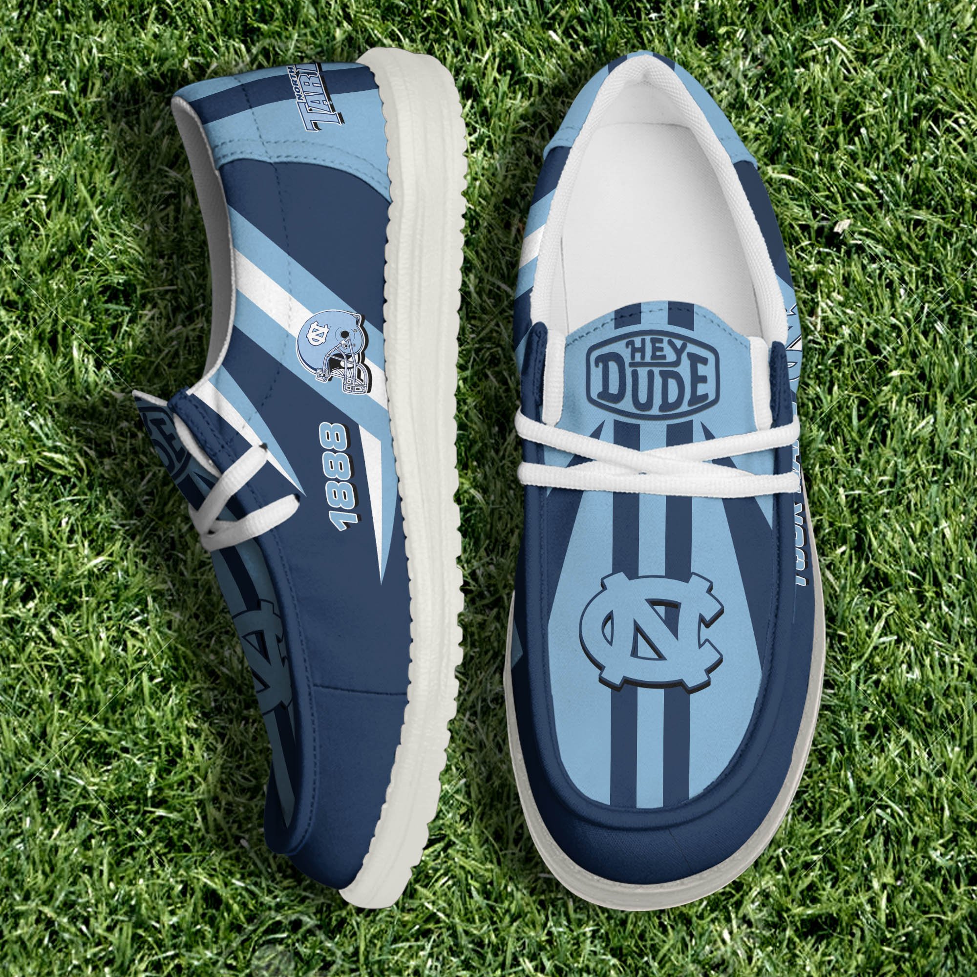 North Carolina Tar Heels Team White Canvas Loafer Shoes Personalized Your Name, Sport Shoes, Gift For Sport Lovers ETHY-61075