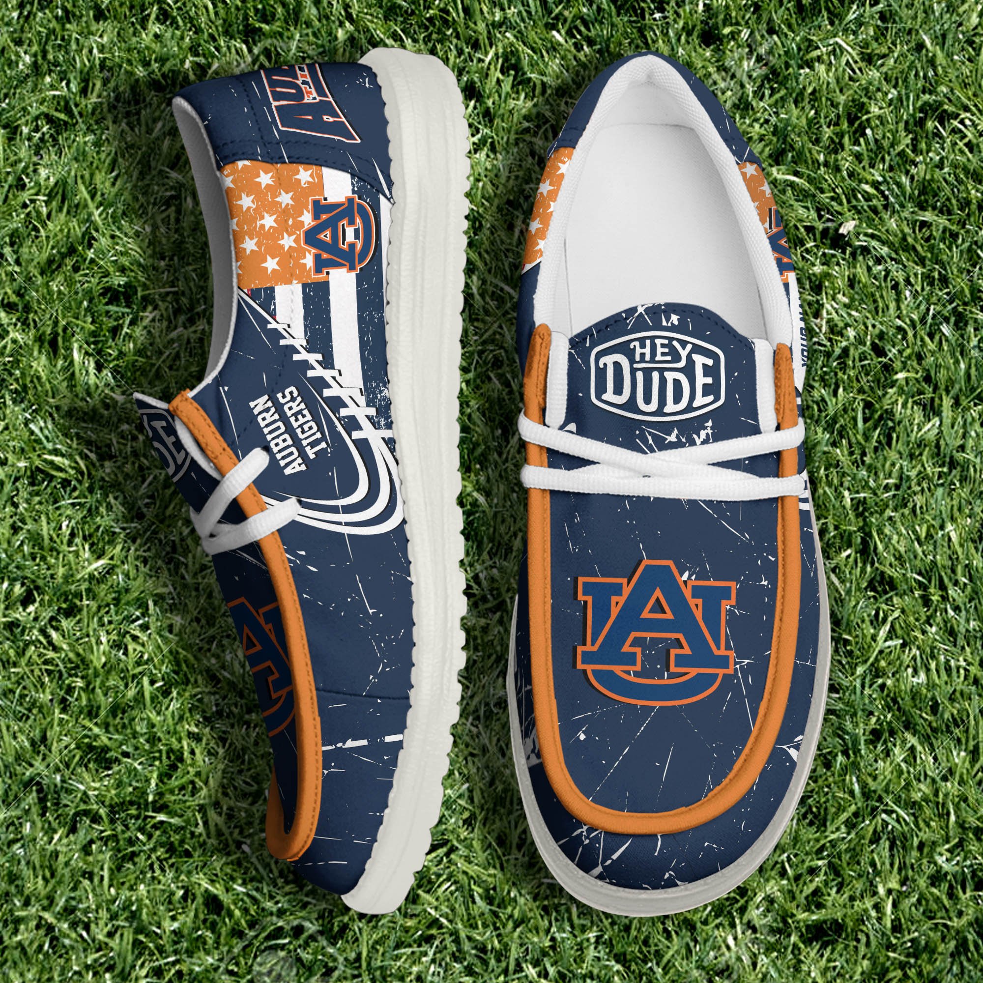 Auburn Tigers White Canvas Loafer Shoes Personalized Your Name, Football Shoes, Gift For Football Fans ETHY-61084