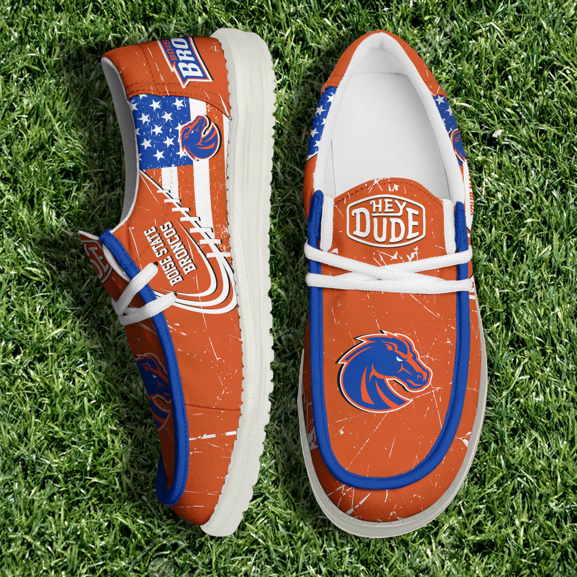 Boise State Broncos White Canvas Loafer Shoes Personalized Your Name, Football Shoes, Gift For Football Fans ETHY-61084