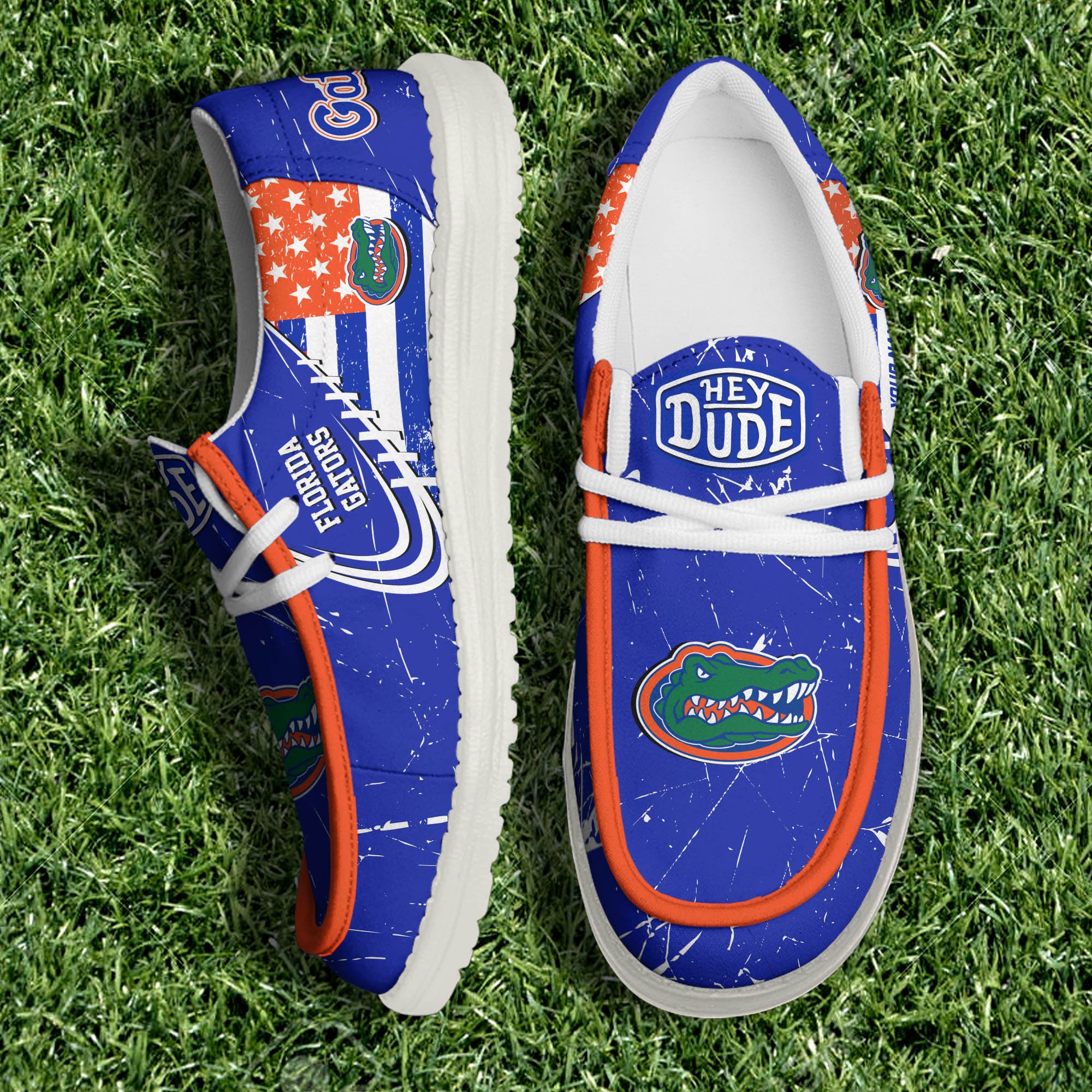 Florida Gators White Canvas Loafer Shoes Personalized Your Name, Football Shoes, Gift For Football Fans ETHY-61084