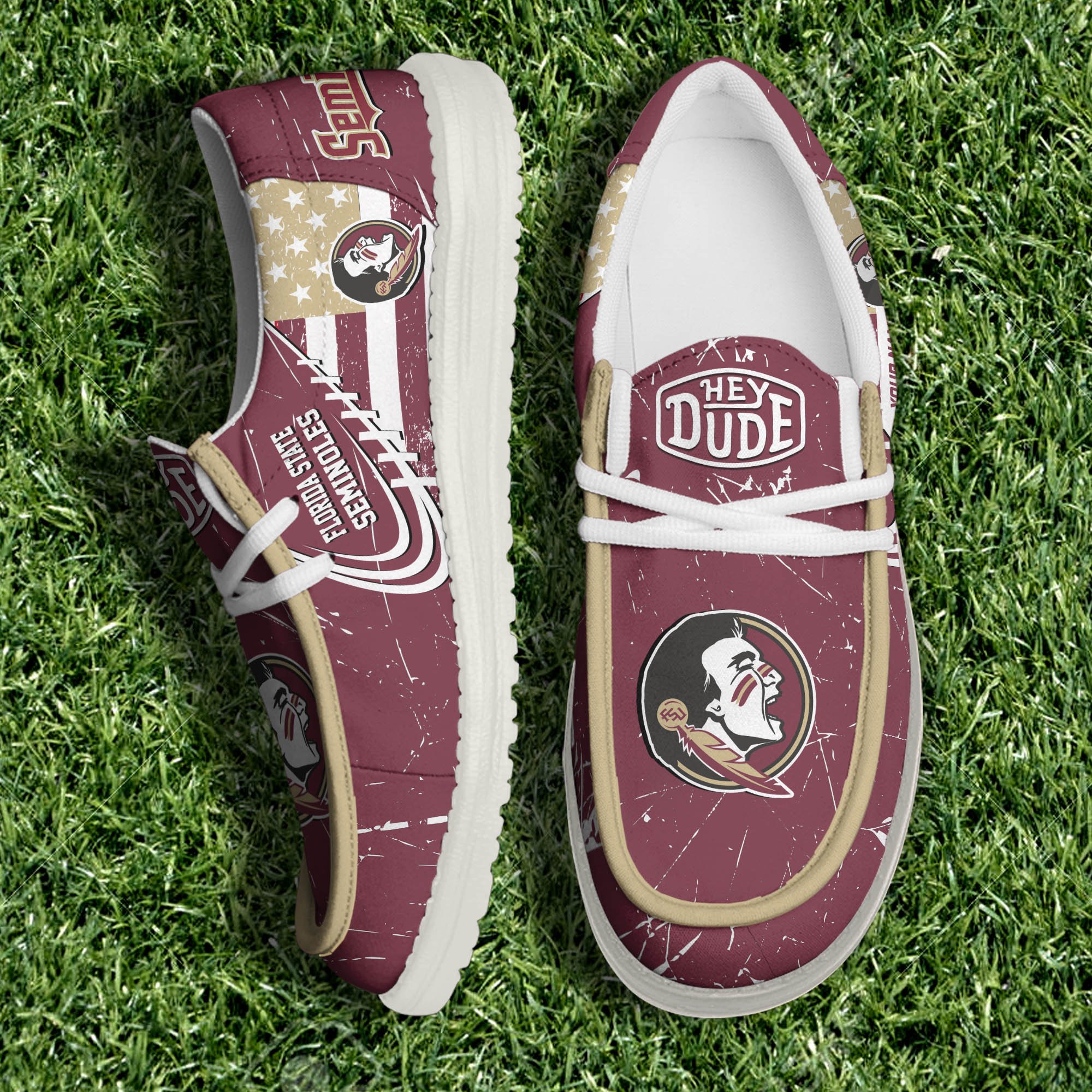 Florida State Seminoles White Canvas Loafer Shoes Personalized Your Name, Football Shoes, Gift For Football Fans ETHY-61084