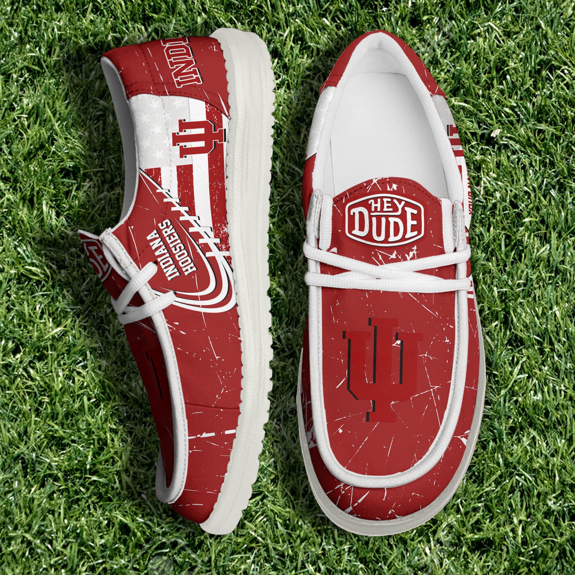 Indiana Hoosiers White Canvas Loafer Shoes Personalized Your Name, Football Shoes, Gift For Football Fans ETHY-61084