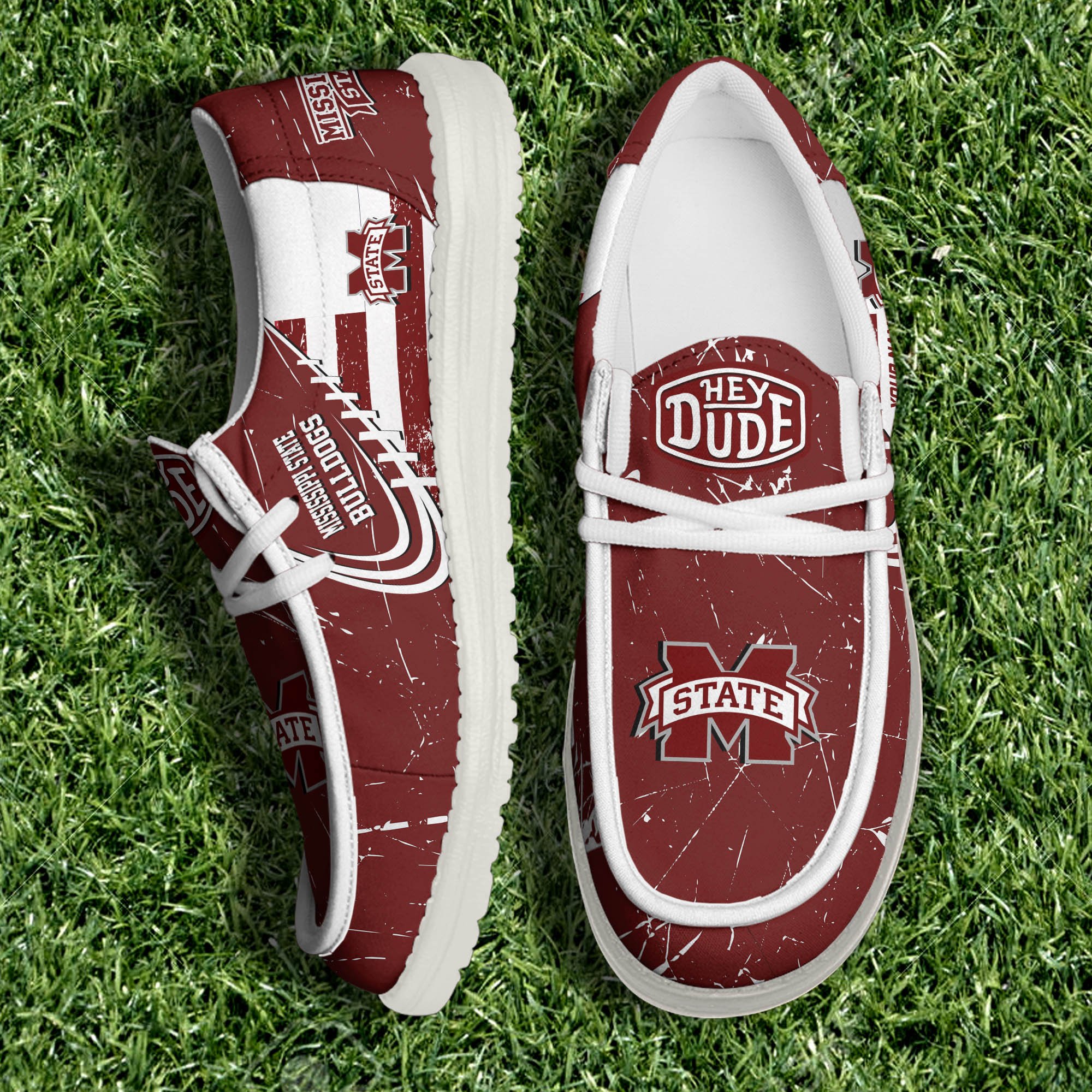 Mississippi State Bulldogs White Canvas Loafer Shoes Personalized Your Name, Football Shoes, Gift For Football Fans ETHY-61084