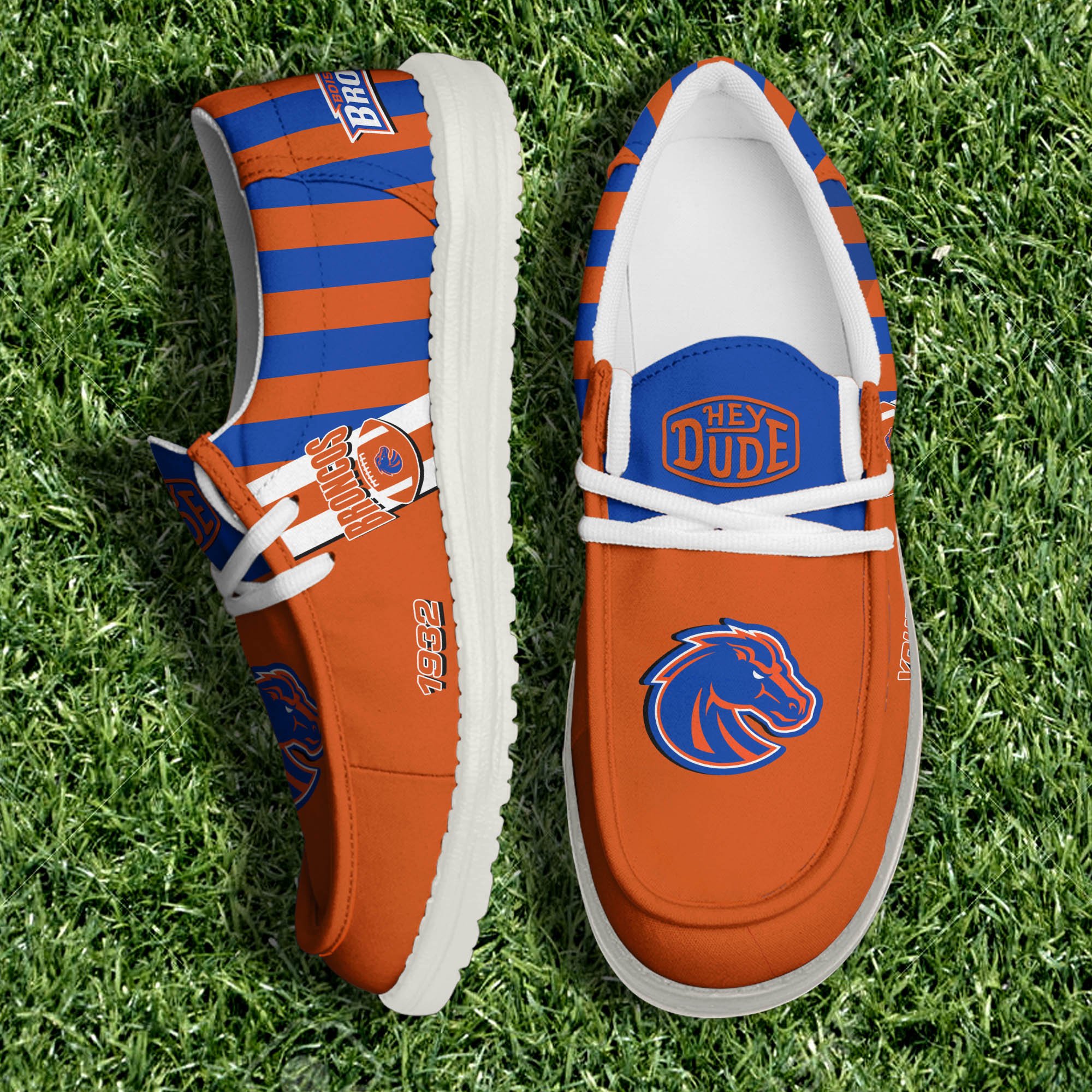 Boise State Broncos White Canvas Loafer Shoes Personalized Your Name, Sport Shoes For Fan, Football Fan Gifts ETHY-61132