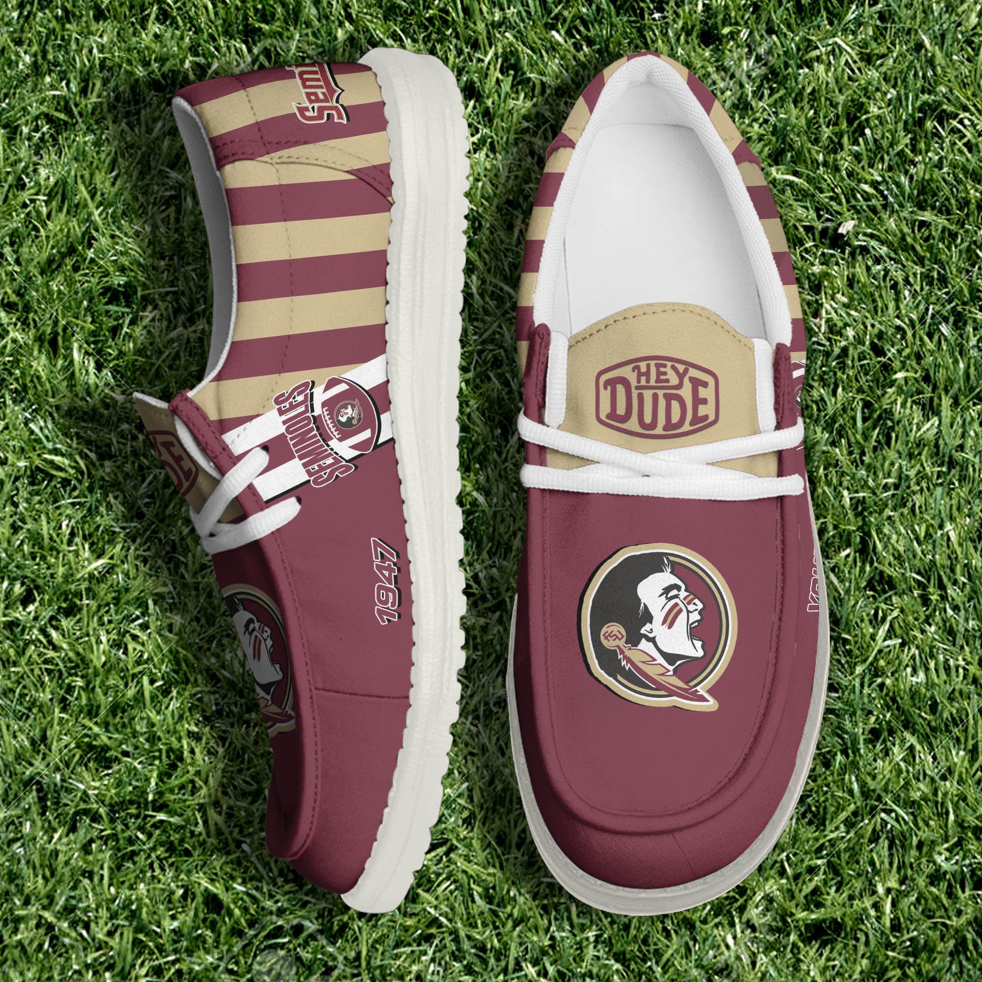 Florida State Seminoles White Canvas Loafer Shoes Personalized Your Name, Sport Shoes For Fan, Football Fan Gifts ETHY-61132