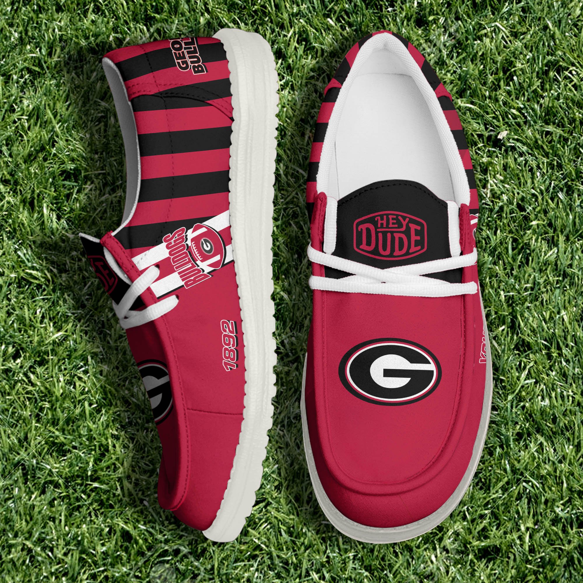 Georgia Bulldogs White Canvas Loafer Shoes Personalized Your Name, Sport Shoes For Fan, Football Fan Gifts ETHY-61132