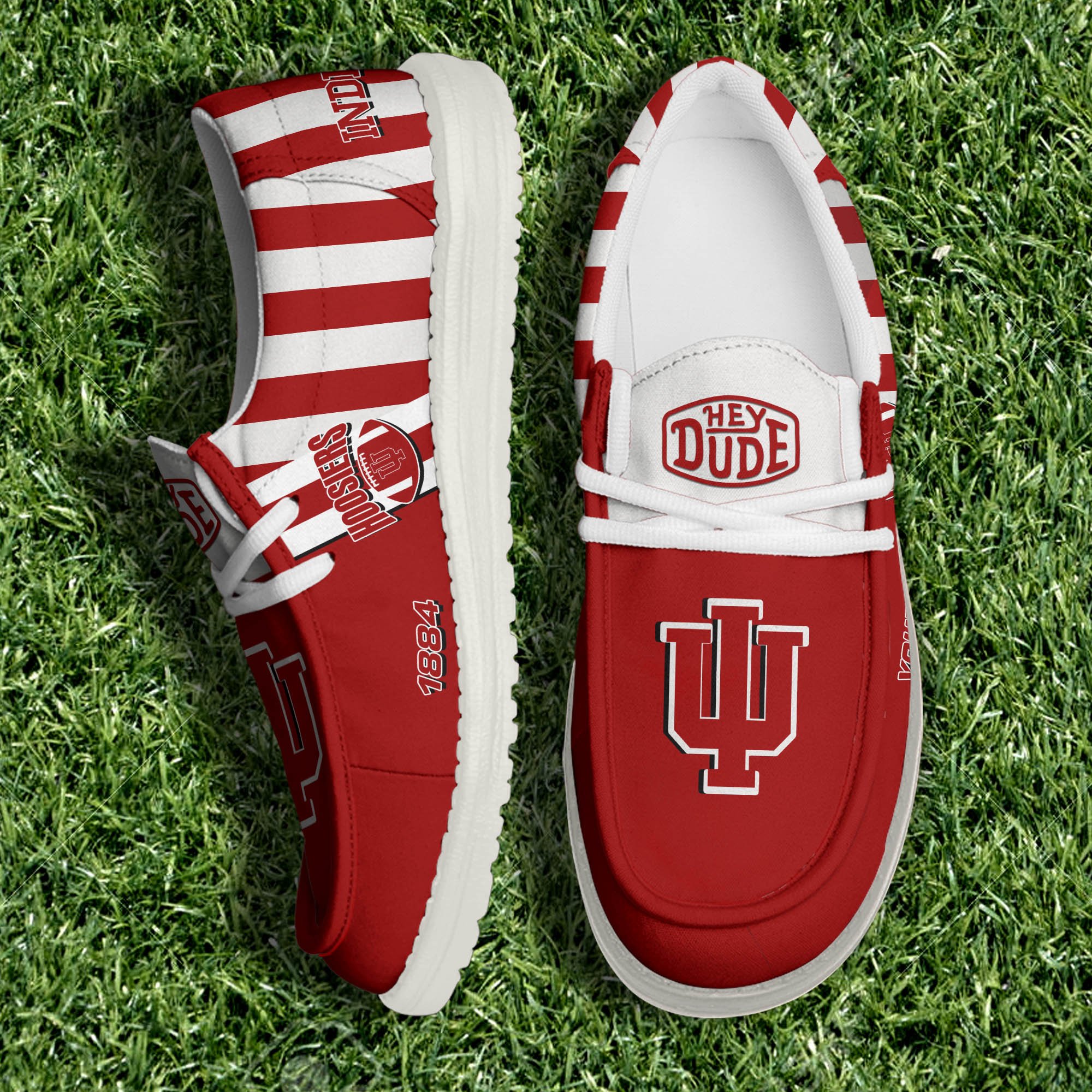 Indiana Hoosiers White Canvas Loafer Shoes Personalized Your Name, Sport Shoes For Fan, Football Fan Gifts ETHY-61132