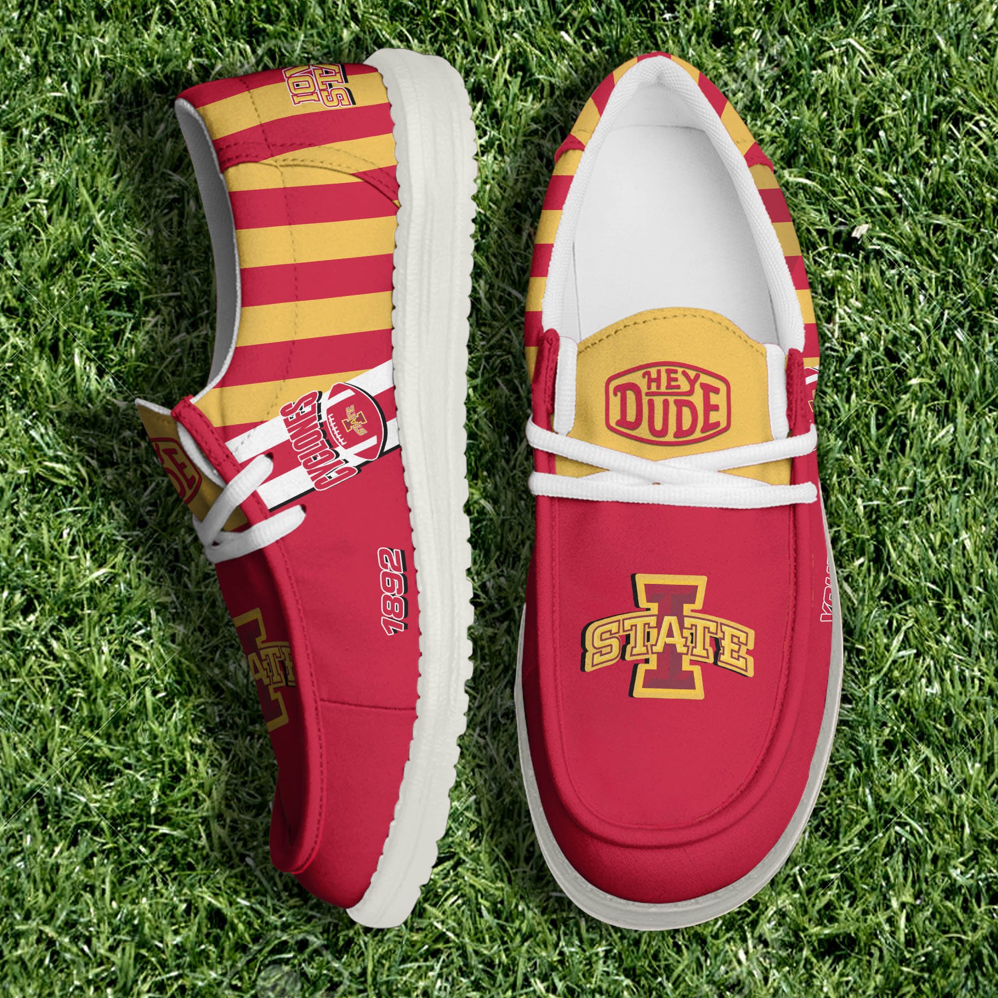 Iowa State Cyclones White Canvas Loafer Shoes Personalized Your Name, Sport Shoes For Fan, Football Fan Gifts ETHY-61132