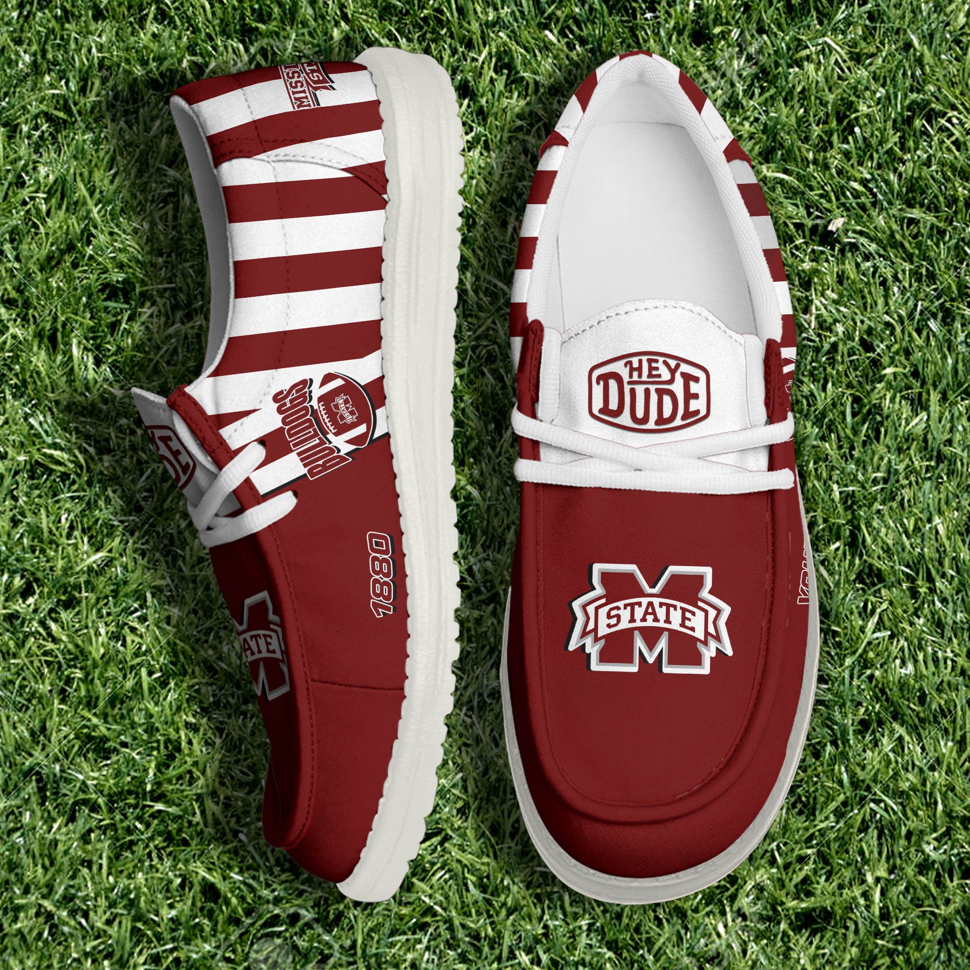 Mississippi State Bulldogs White Canvas Loafer Shoes Personalized Your Name, Sport Shoes For Fan, Football Fan Gifts ETHY-61132