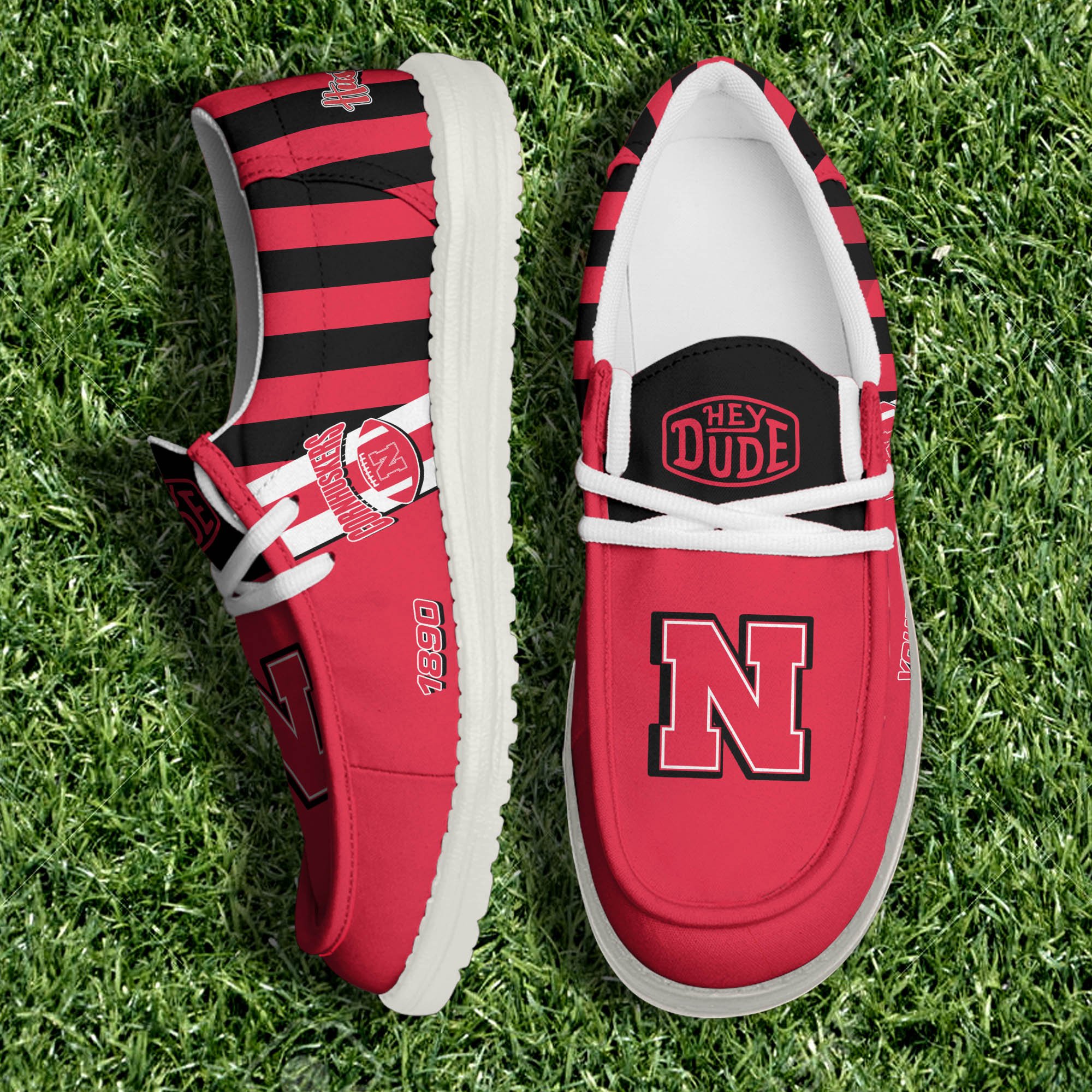 Nebraska Cornhuskers White Canvas Loafer Shoes Personalized Your Name, Sport Shoes For Fan, Football Fan Gifts ETHY-61132