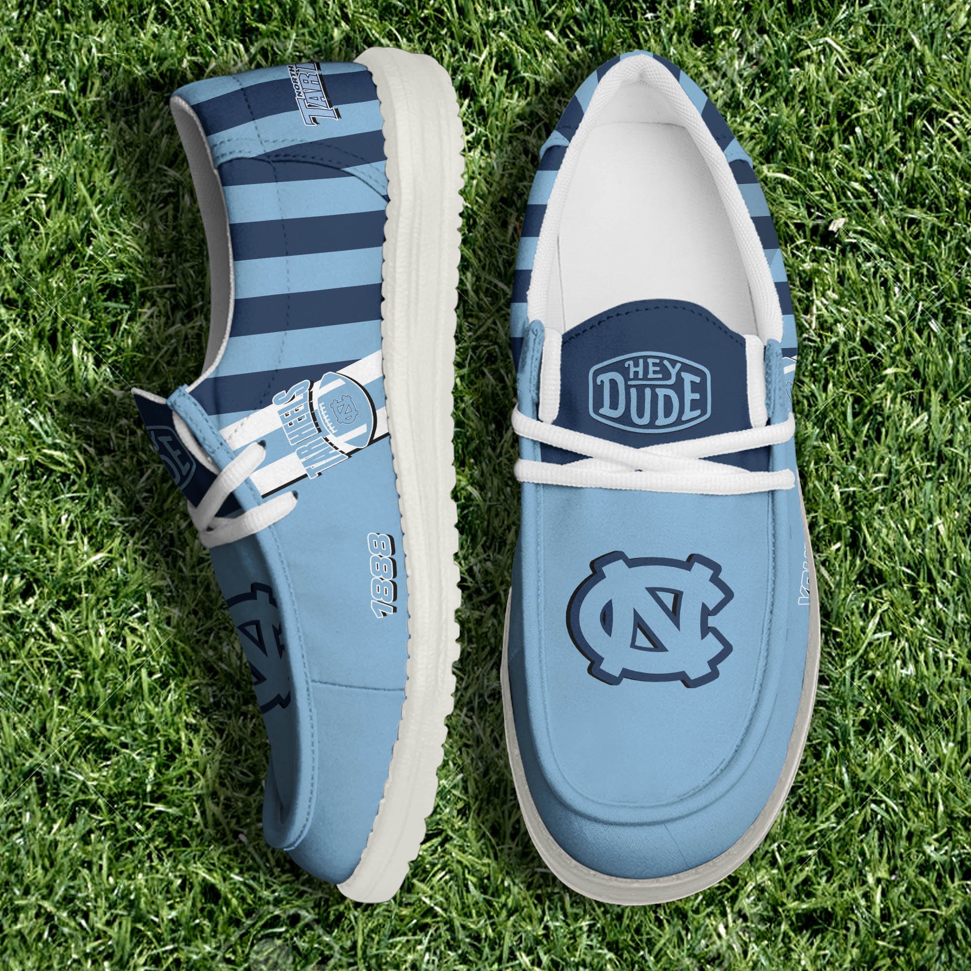 North Carolina Tar Heels White Canvas Loafer Shoes Personalized Your Name, Sport Shoes For Fan, Football Fan Gifts ETHY-61132