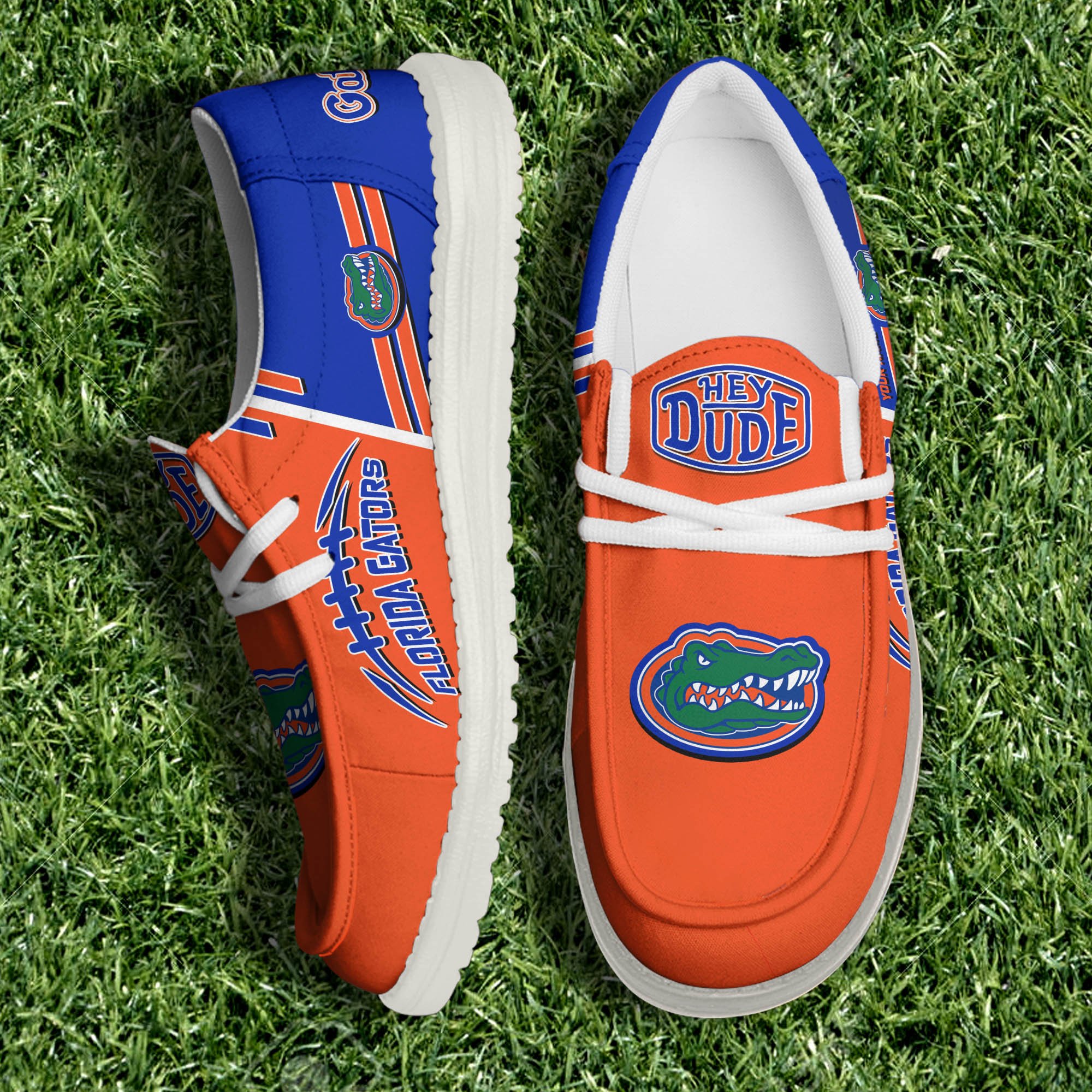 Florida Gators White Canvas Loafer Shoes Personalized Your Name, Football Team Shoes, Gifts For Football Fan ETHY-61151