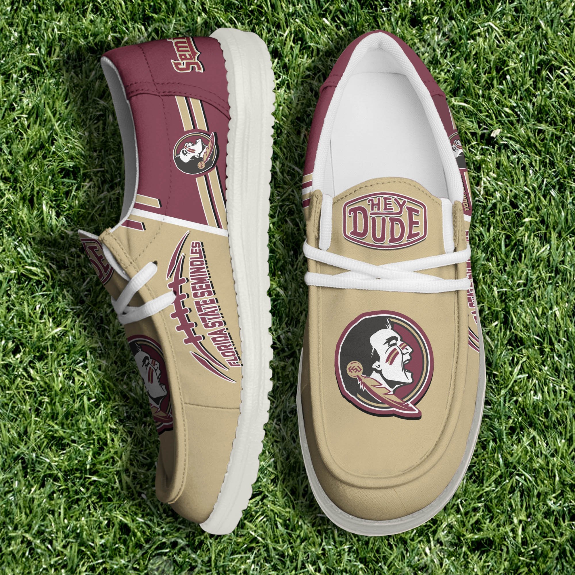 Florida State Seminoles White Canvas Loafer Shoes Personalized Your Name, Football Team Shoes, Gifts For Football Fan ETHY-61151