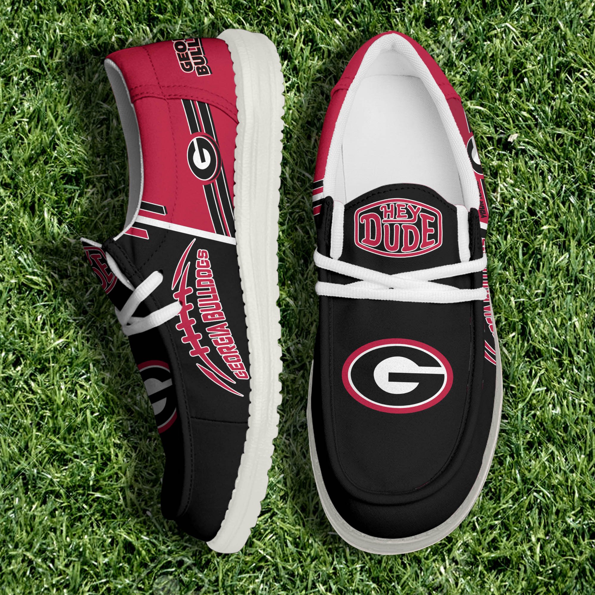 Georgia Bulldogs White Canvas Loafer Shoes Personalized Your Name, Football Team Shoes, Gifts For Football Fan ETHY-61151