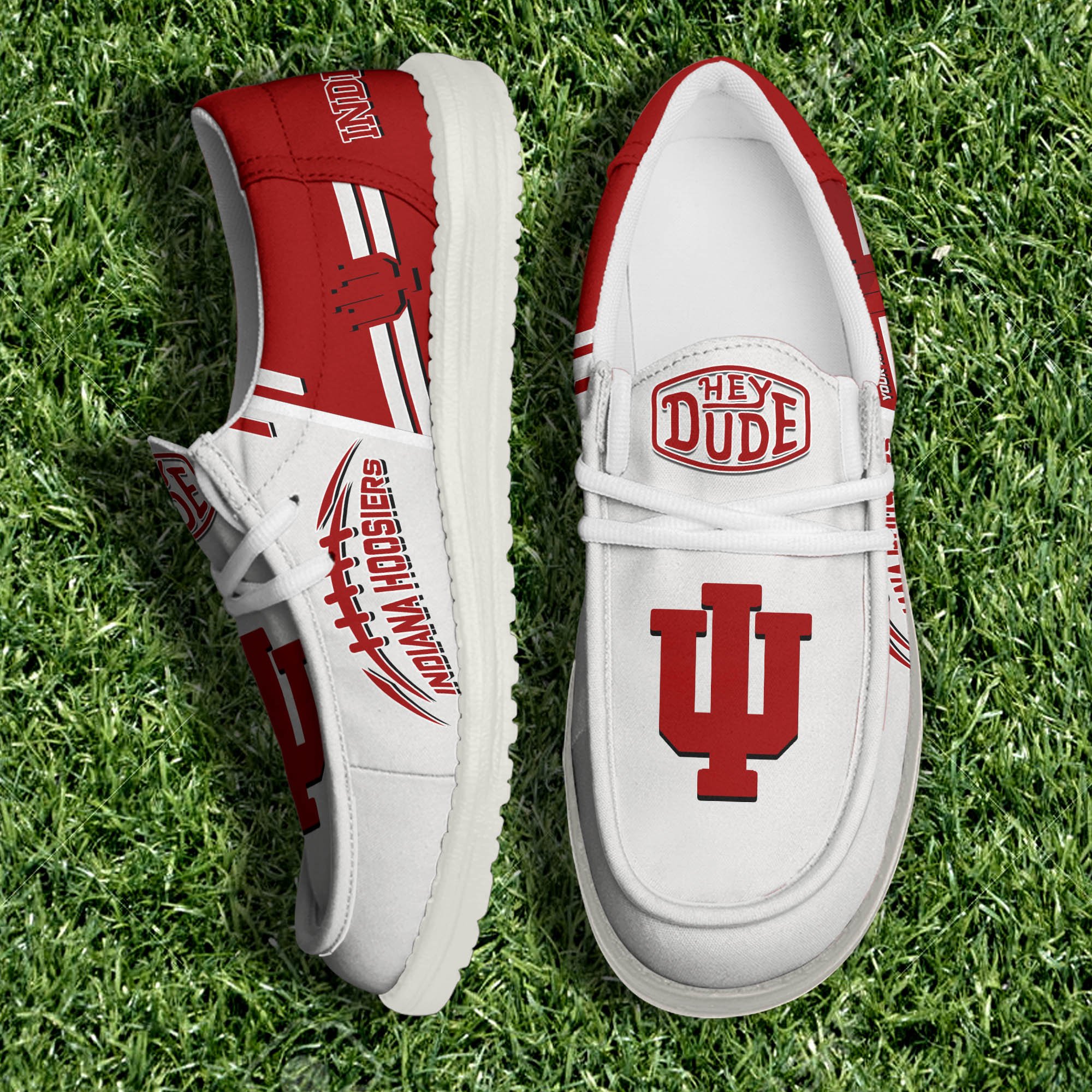 Indiana Hoosiers White Canvas Loafer Shoes Personalized Your Name, Football Team Shoes, Gifts For Football Fan ETHY-61151