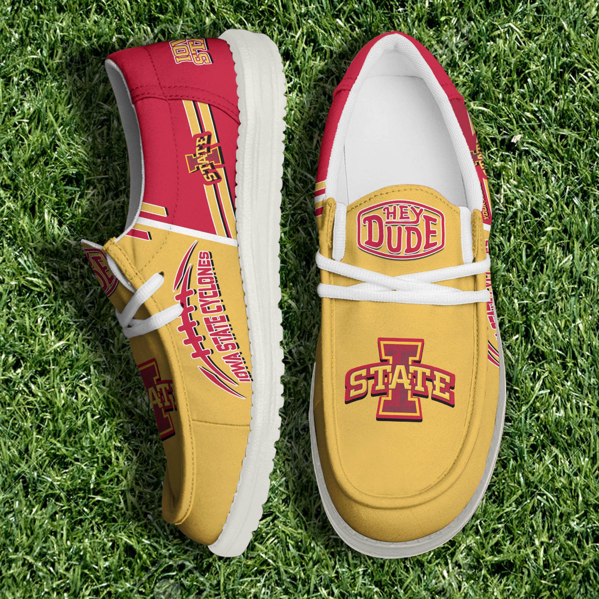 Iowa State Cyclones White Canvas Loafer Shoes Personalized Your Name, Football Team Shoes, Gifts For Football Fan ETHY-61151