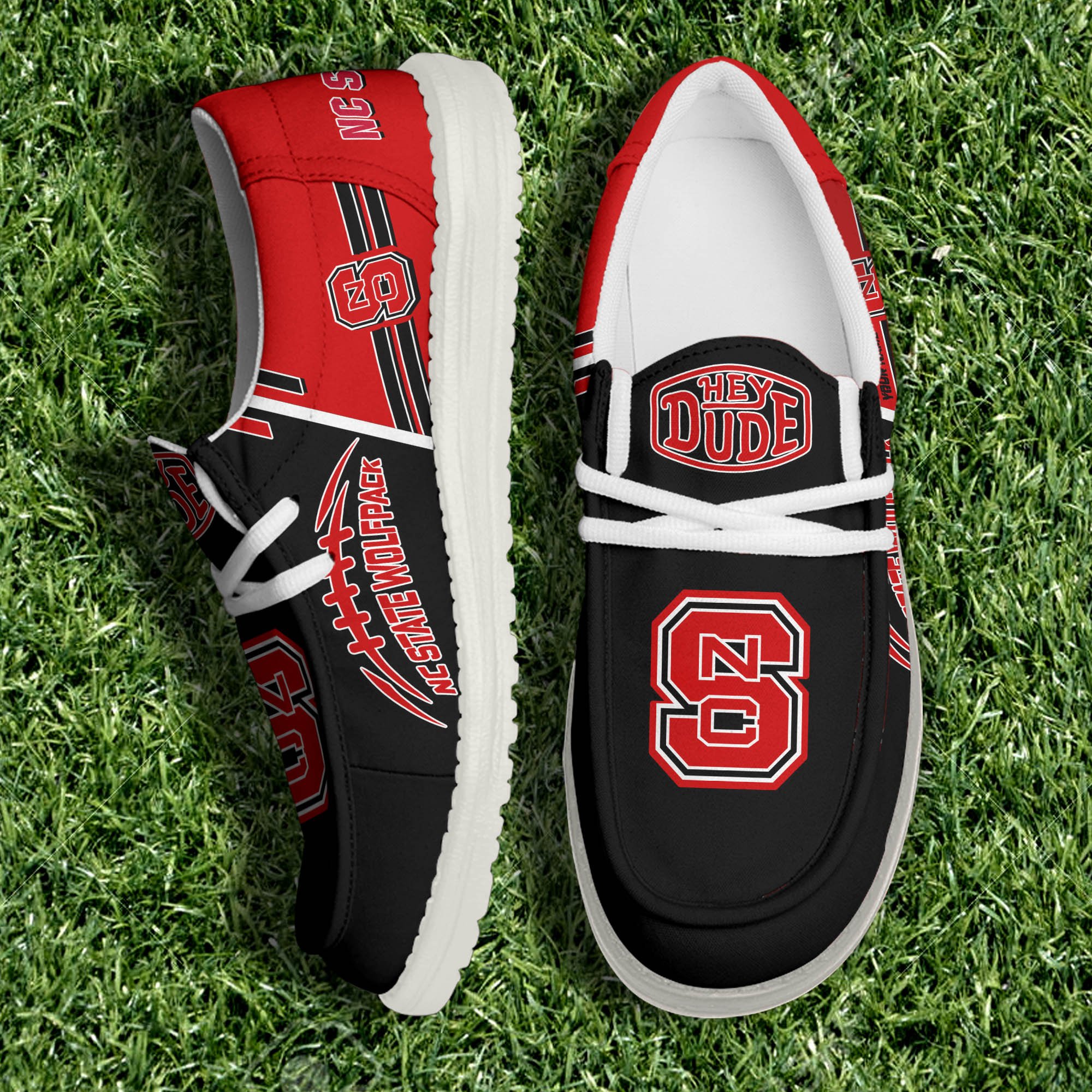 NC State Wolfpack White Canvas Loafer Shoes Personalized Your Name, Football Team Shoes, Gifts For Football Fan ETHY-61151