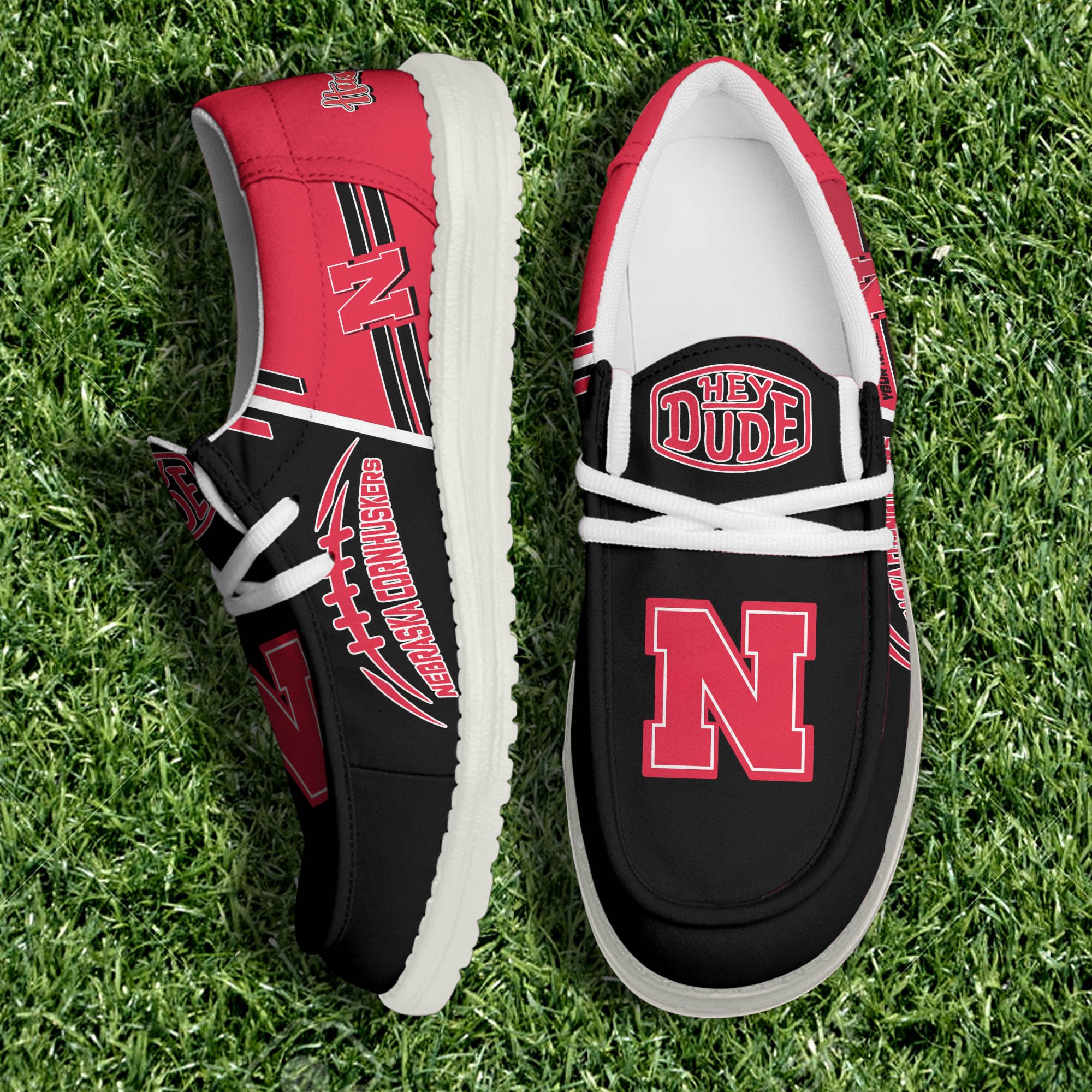 Nebraska Cornhuskers White Canvas Loafer Shoes Personalized Your Name, Football Team Shoes, Gifts For Football Fan ETHY-61151