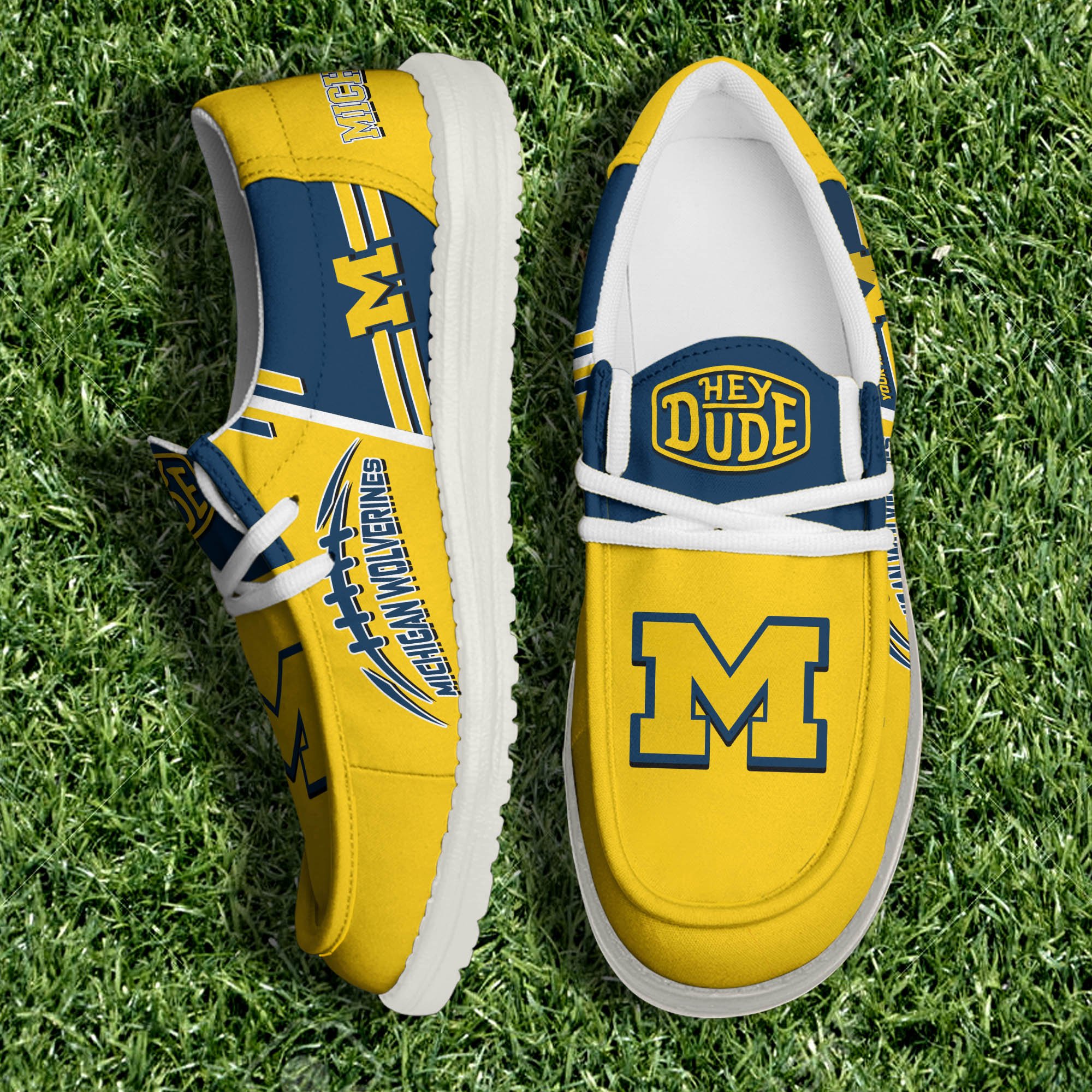 Michigan Wolverines White Canvas Loafer Shoes Personalized Your Name, Shoes For Sport Lovers, Fan Gifts ETHY-61158